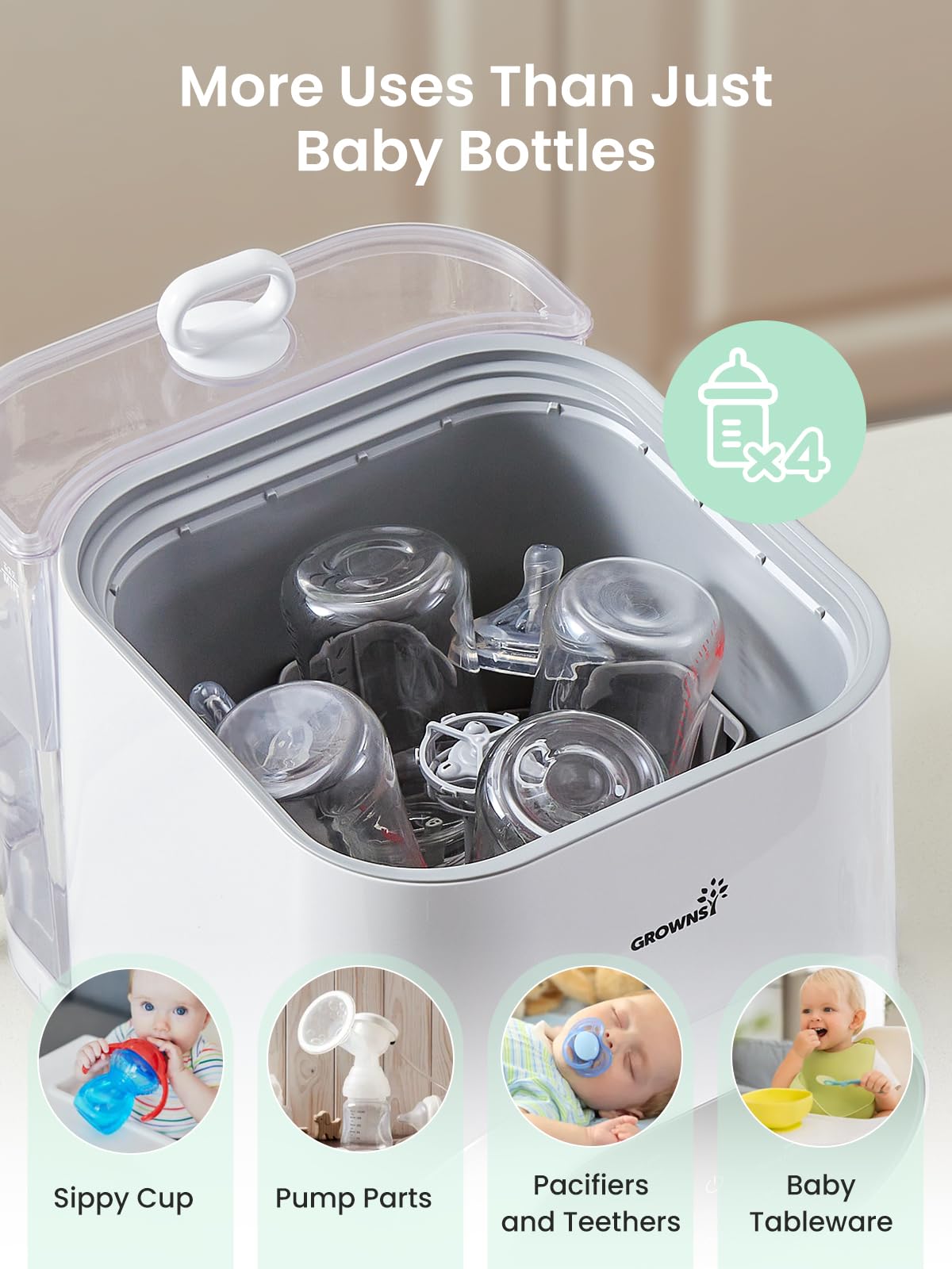 Grownsy EaseClean Bottle Washer Pro | All-in-One Bottle Washer and Sterilizer and Dryer | Baby Bottle Washer for Bottles, Pump Parts & Baby Essentials | Replaces Hand Washing 🍁 All In One Marketplace Canada
