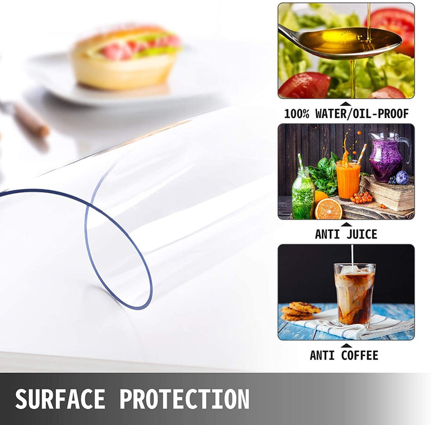 VEVOR 80 x 42 Inch Crystal Clear Table Protector Clear PVC Table Top Protector 2mm Thick Table Cover Rectangular Table Pads for Dining Room Table/Desk 🍁 All In One Marketplace Canada