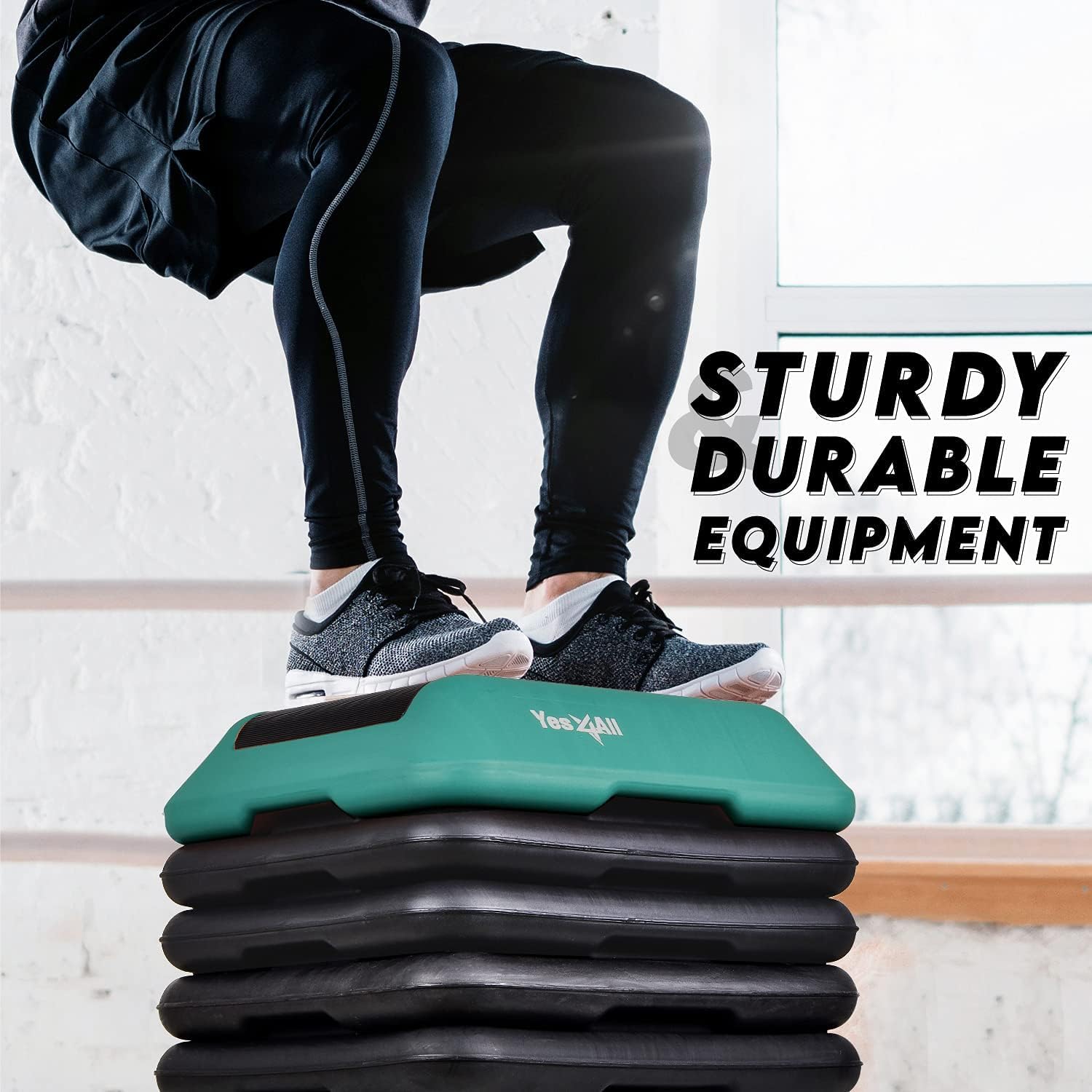 Yes4All High Arobic Step Platform & Stackable Risers - Adjustable 4