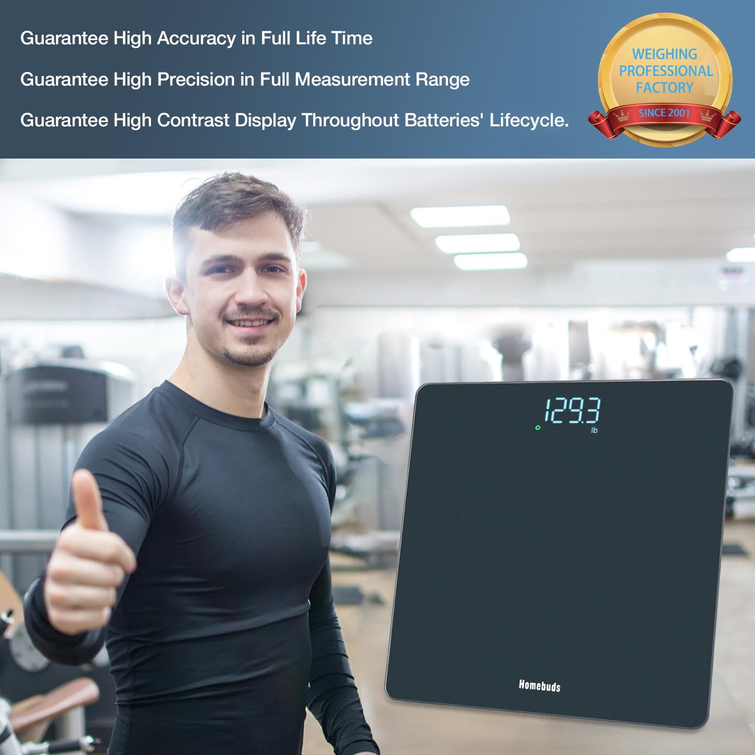 Homebuds Digital Weight Scale, High Precision in 0.1lb by Our Professional Scale Factory Since 2001, Scale Body Weight LED Display and Step-On, 3*AAA Batteries Included, 400lb/182kg, Blue 🍁 All In One Marketplace Canada