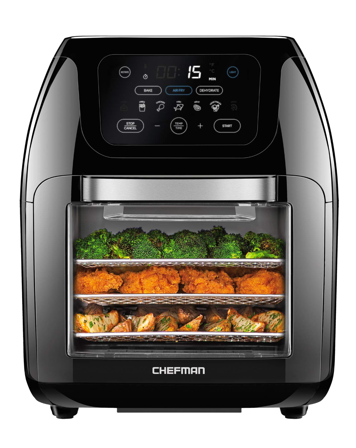 CHEFMAN Multifunctional Digital AirFryer+ Rotisserie,Dehydrator, Convection Oven17 Touch Screen Presets Fry,Roast,Dehydrate, Bake, XL 10L Family Size,Auto Shutoff,Large Easy-View Window Black,10 Quart 🍁 All In One Marketplace Canada