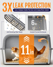 Powools Stainless Steel Cat Litter Box for Kittens, Metal Kitty Litter Box with Scoop, Anti-Leakage Top Entry, Non-Sticky, Easy to Clean, Grey, M (1 Pack) 🍁 All In One Marketplace Canada