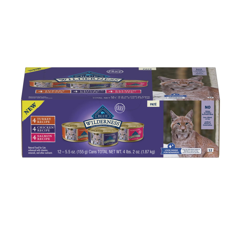 Blue Buffalo Wilderness HR Adult Cat Chicken/Salmon/Turkey 5.5oz Can Variety Pack 🍁 All In One Marketplace Canada
