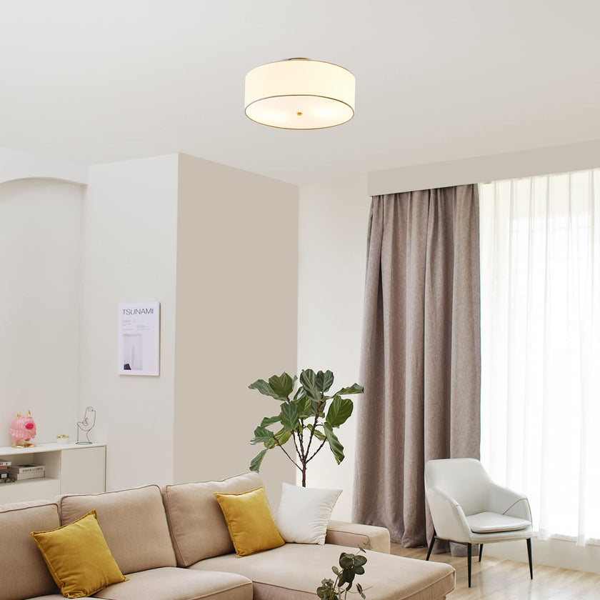 Globe Electric 60998 Kyle 2-Light Flush Mount Ceiling Light, Matte Brass, White Linen Shade 🍁 All In One Marketplace Canada