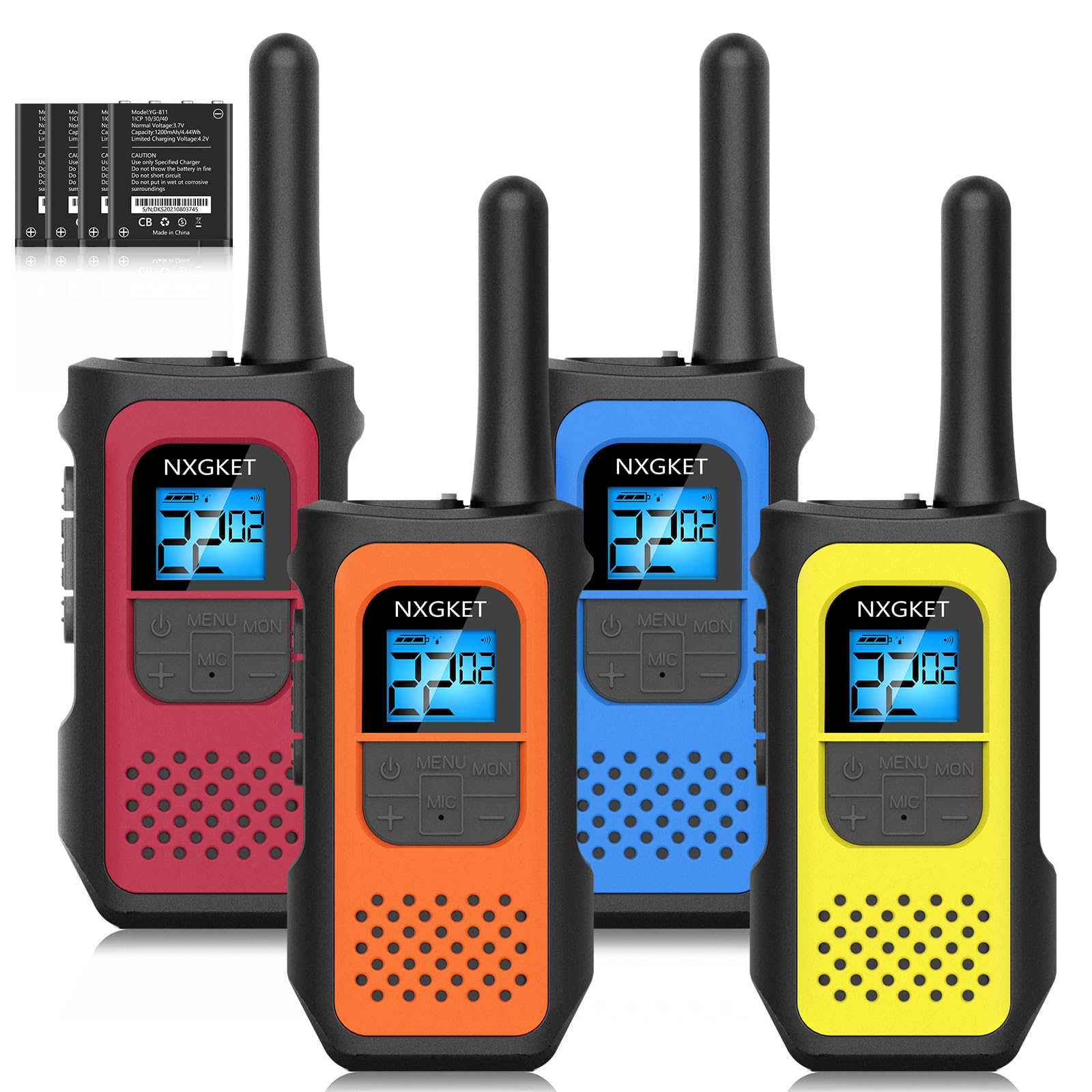 NXGKET Walkie Talkies for Kids Adults, Rechargeable Long Range Walky Talky 2 Way Radios 22 Channels with 1200mAh Li-ion Battery USB-C Cable for Family Outdoors Camping Hiking Toys Gift 4 Pack 🍁 All In One Marketplace Canada