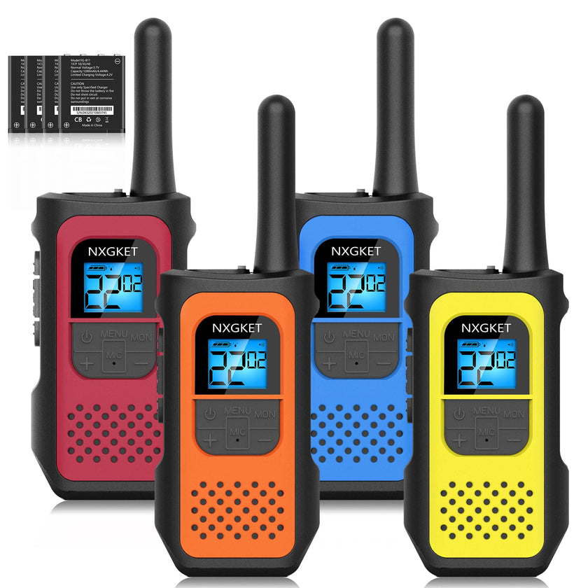 NXGKET Walkie Talkies for Kids Adults, Rechargeable Long Range Walky Talky 2 Way Radios 22 Channels with 1200mAh Li-ion Battery USB-C Cable for Family Outdoors Camping Hiking Toys Gift 4 Pack 🍁 All In One Marketplace Canada
