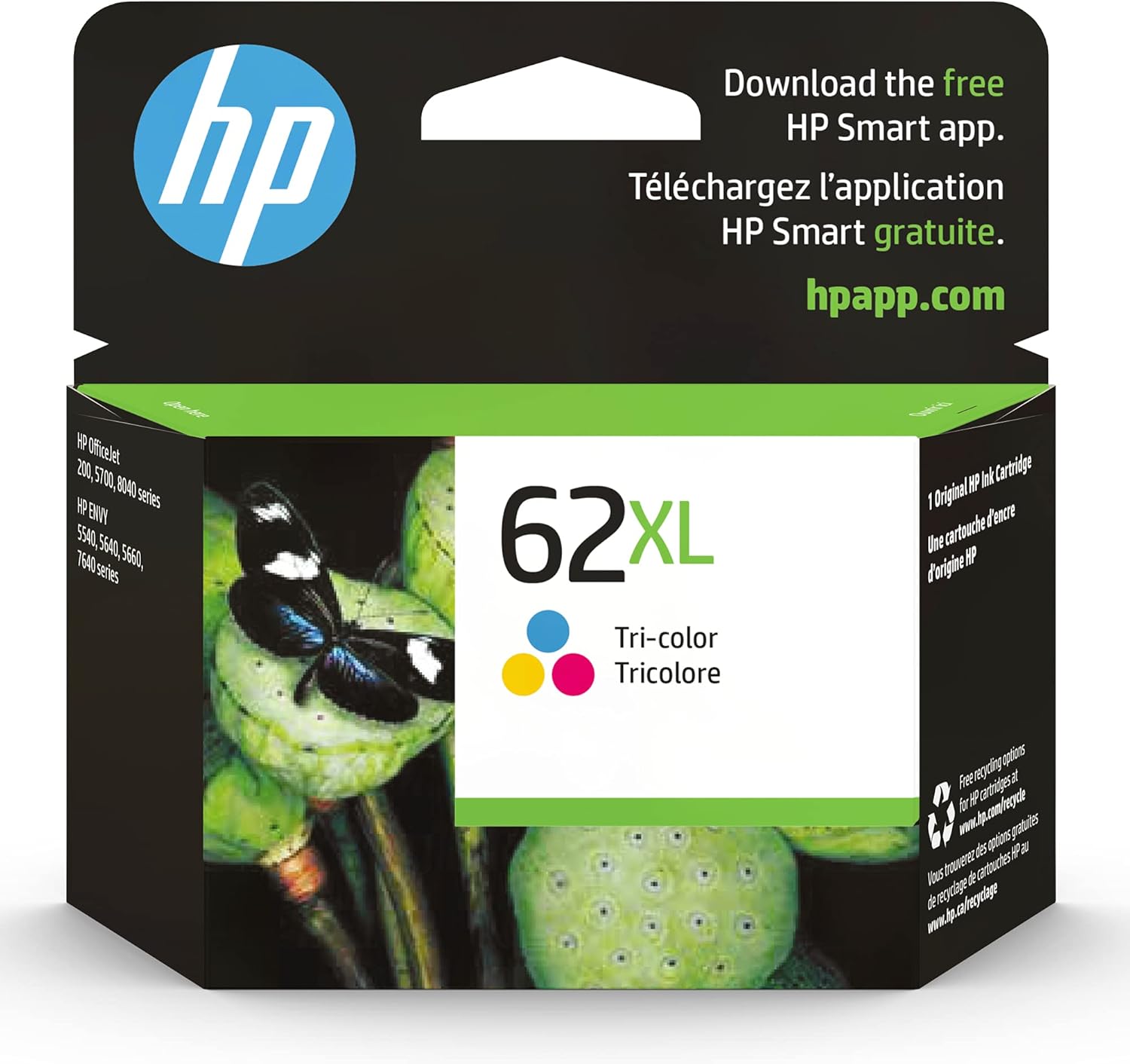 HP 62XL Tri-Color High Yield Original Ink Cartridge (C2P07AN)