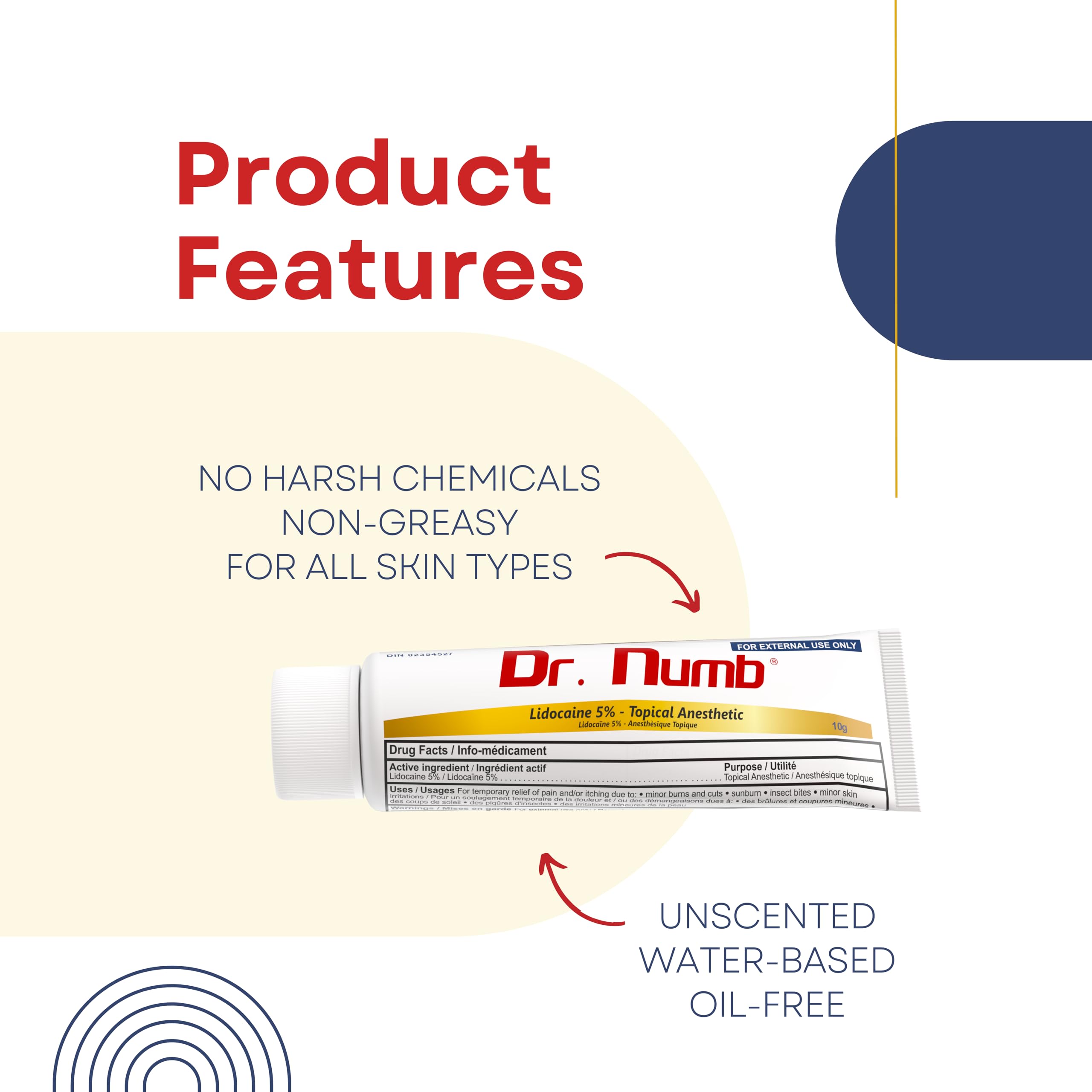 Dr. Numb Tattoo Numbing Cream 5% Lidocaine Topical Anesthetic Fast-Acting Pain Relief Cream for Tattoos, Piercing, Microblading, Microneedling, Waxing - Hemorrhoid Relief - 10 g 🍁 All In One Marketplace Canada