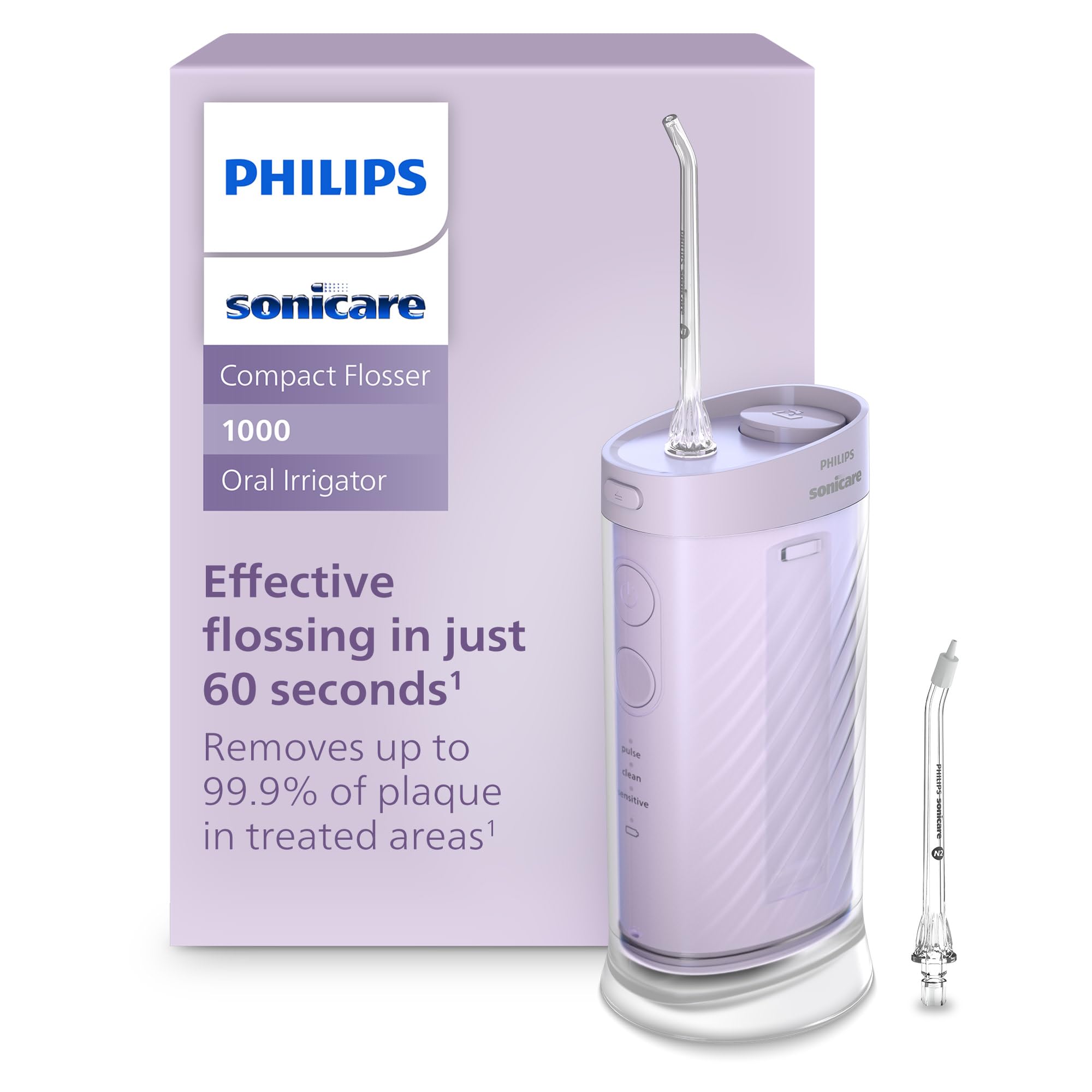 Philips Sonicare Compact Flosser 1000, Portable Water Flosser with 3 Flossing Modes, IPX7 Waterproof Oral Irrigator, Travel Friendly, Purple, Model HX3333/23 🍁 All In One Marketplace Canada