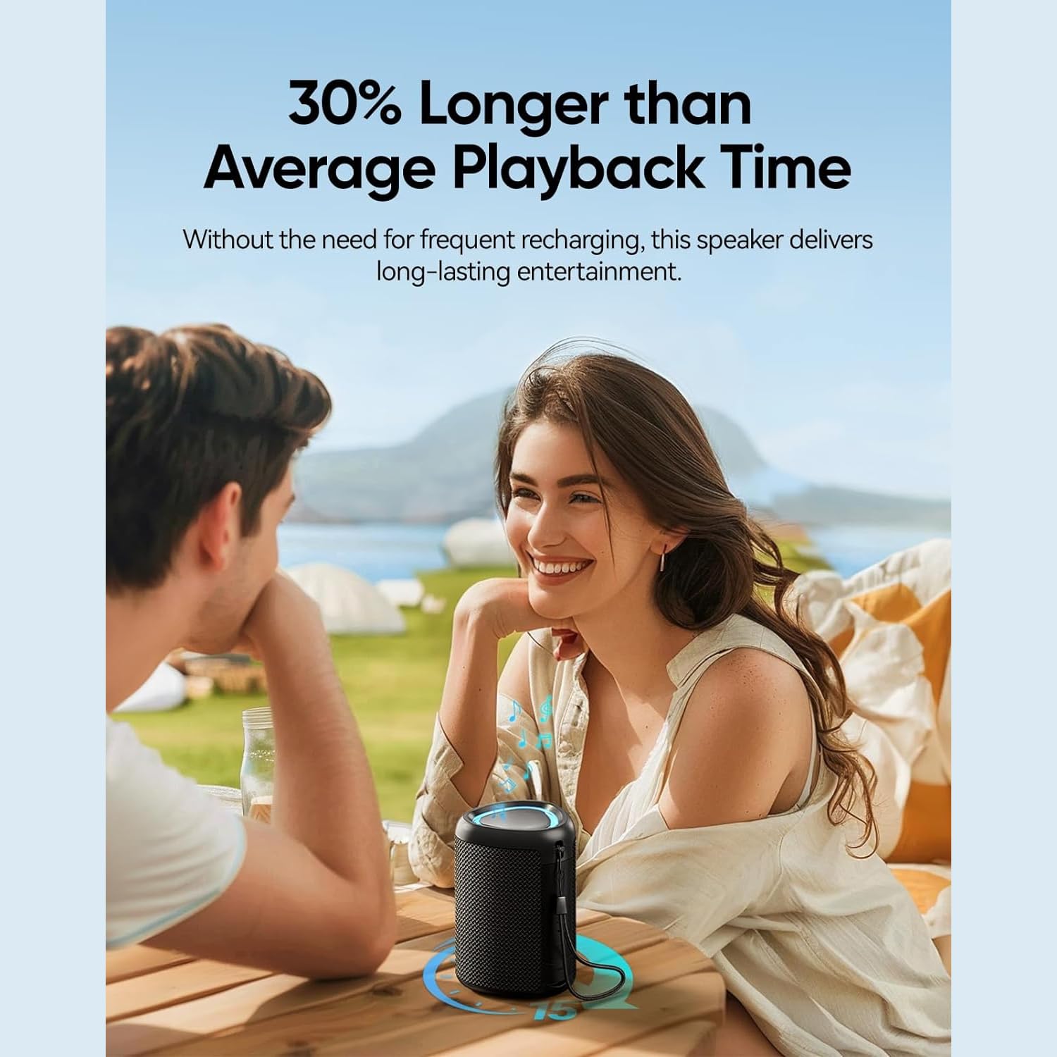 Portable Bluetooth Speaker with Lights, Powerful Crystal Clear Sound, IPX5 Waterproof, All Day Playtime, AUX&TF-Card Input, Bluetooth 5.3, TWS Paring, Small Wireless Speaker for Outdoor, Gift Ideas 🍁 All In One Marketplace Canada