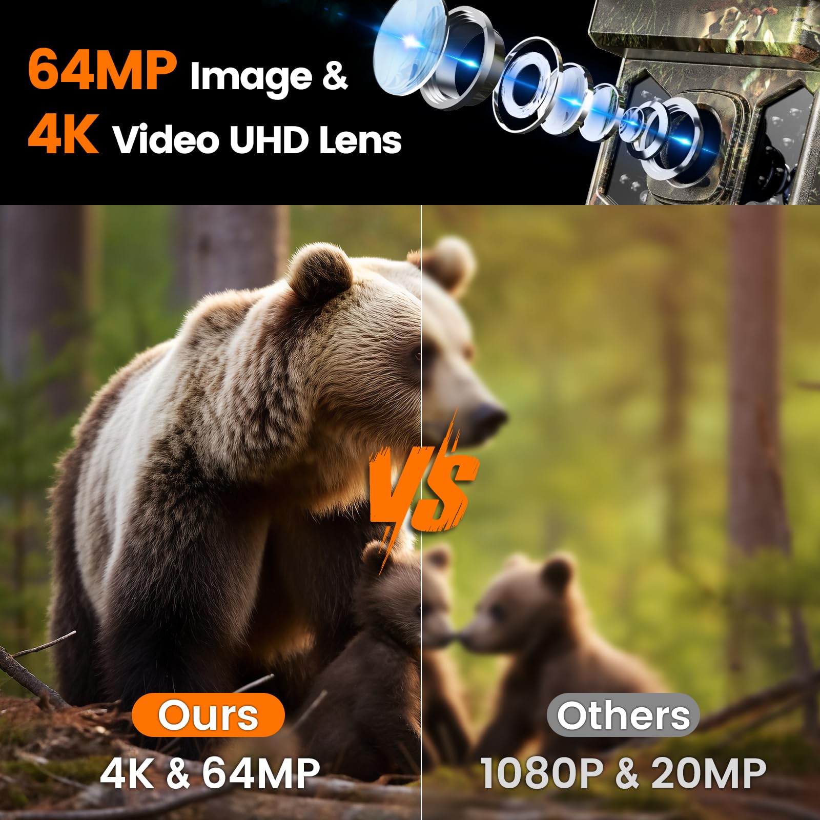 XTU Solar Trail Camera WiFi Bluetooth, 64MP 4K Game Camera with Night Vision Motion Activated 0.2s Trigger, IP66 Waterproof Wildlife Camera with 22pcs 850nm Low Glow IR LEDs (SD Card Not Included) 🍁 All In One Marketplace Canada