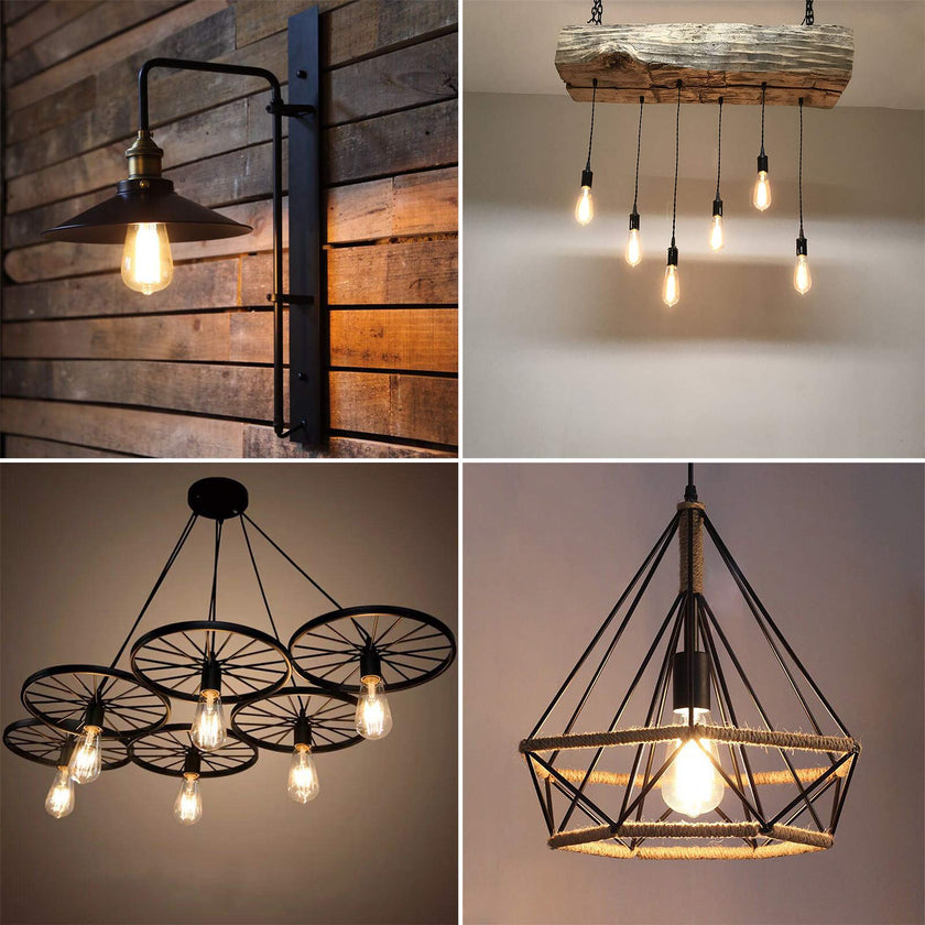 Ascher Vintage LED Edison Bulbs, 6W, Equivalent 60W, Non-Dimmable, High Brightness Warm White 2700K, ST58 Antique LED Filament Bulbs with 80+ CRI, E26 Medium Base, Clear Glass, Pack of 4 🍁 All In One Marketplace Canada