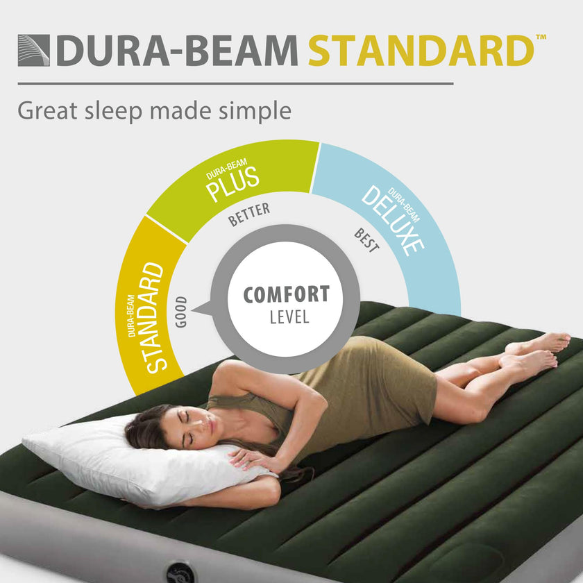INTEX 64761E Dura-Beam Standard Downy Air Mattress: Fiber-Tech – Twin Size – Built-in Foot Pump – 10in Bed Height – 300lb Weight Capacity 🍁 All In One Marketplace Canada