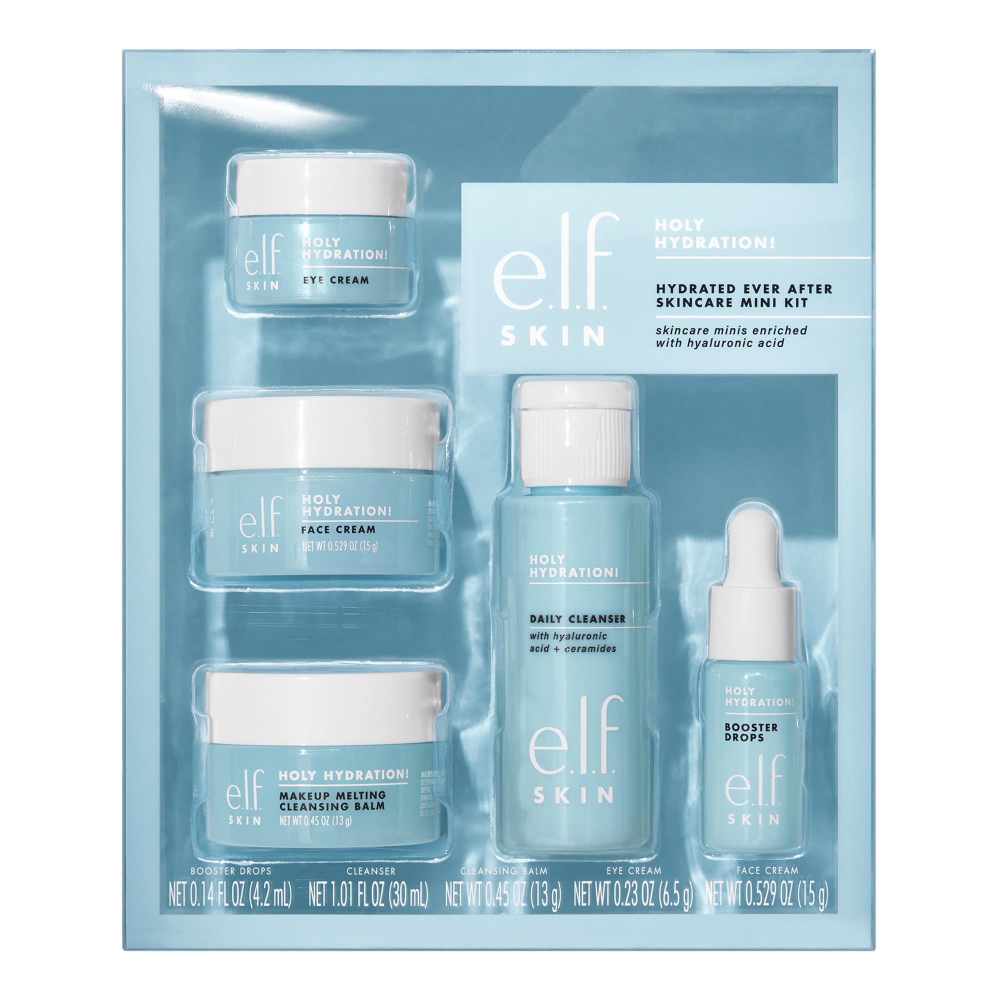 e.l.f. SKIN Holy Hydration! Hydrated Ever After Skincare Mini Kit, Cleanser, Makeup Remover, Moisturizer & Eye Cream For Hydrating Skin, Airplane-Friendly Sizes 🍁 All In One Marketplace Canada