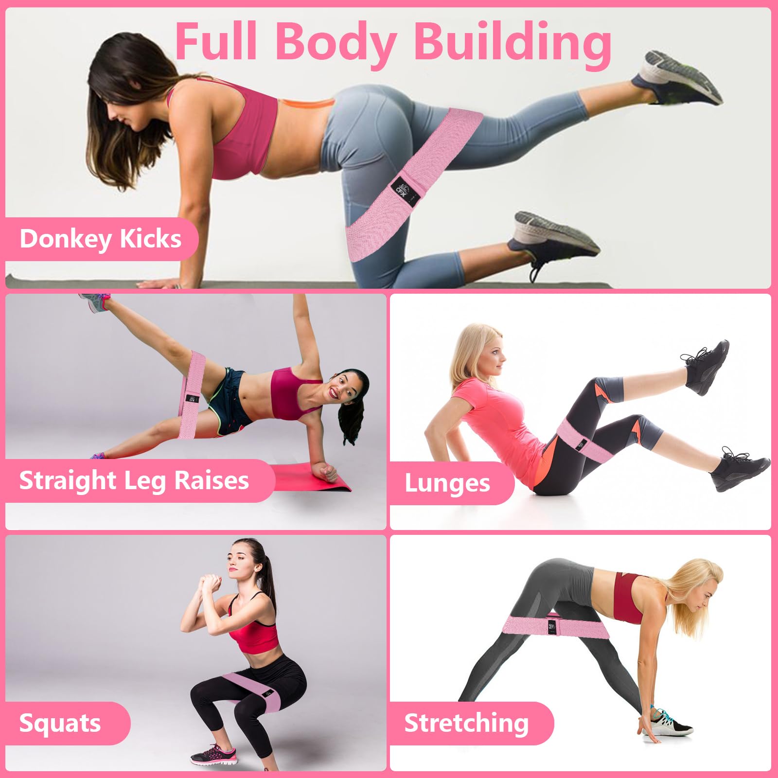 CFX Resistance Bands 3 Sets, Premium Exercise Loops with Non-Slip Design for Hips & Glutes, 3 Resistance Level Workout Booty Bands for Women and Men 🍁 All In One Marketplace Canada