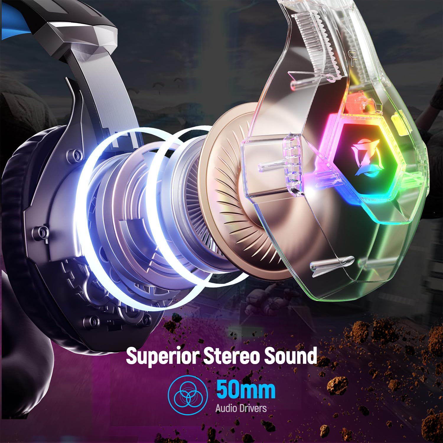 Ozeino Gaming Headset for Ps5 Ps4 PC, Over Ear Gaming Headphones with Noise Cancelling Microphone RGB Light, Deep Bass Stereo Sound Headset for Xbox Series X/S, Switch, Laptop, Mac, Phone 🍁 All In One Marketplace Canada