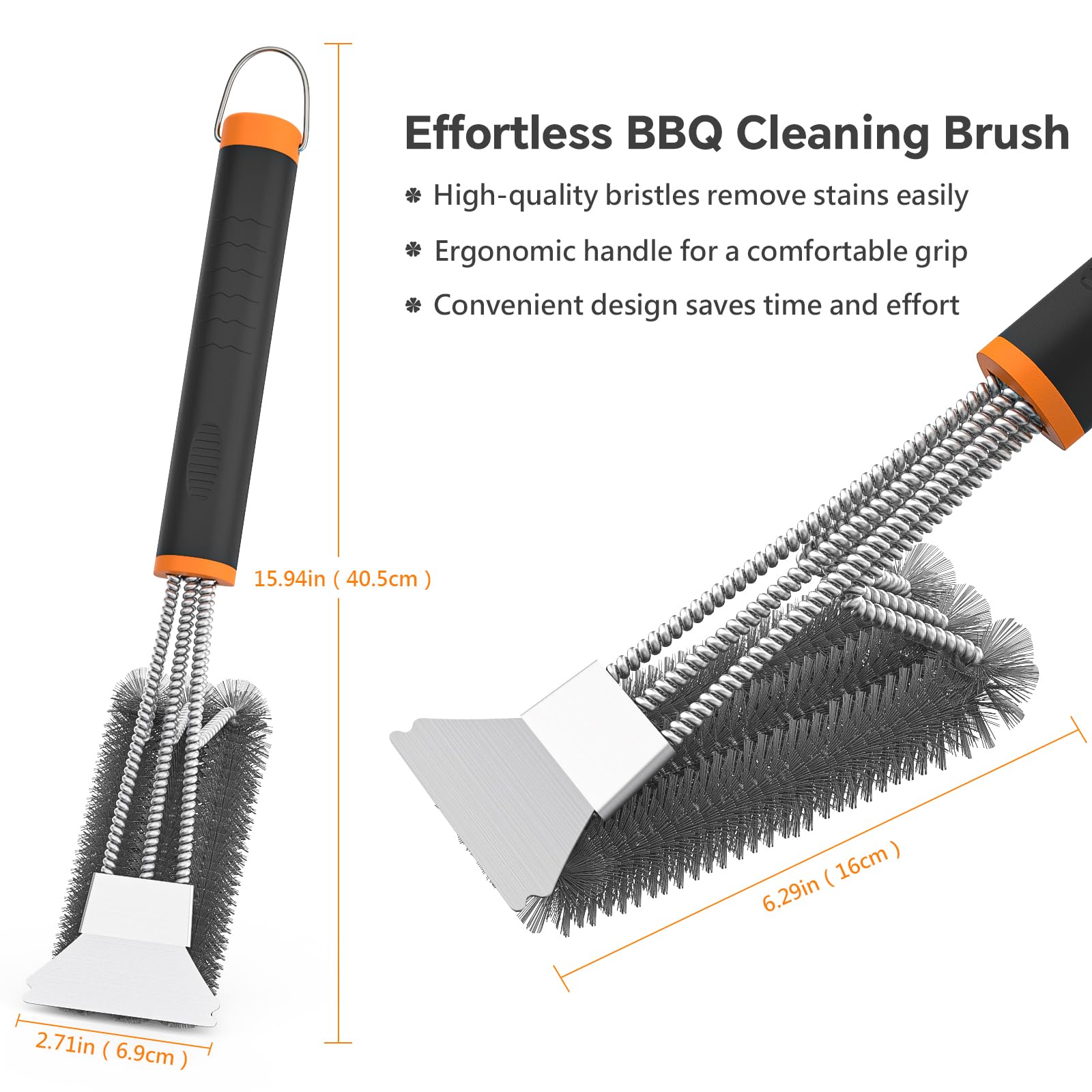 Fixmend 2 Pack BBQ Grill Brush, 15