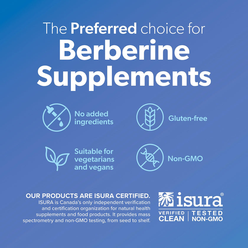 Preferred Nutrition Berberine MAXIMUM POTENCY 1000 mg per Serving (2 caps, 500 mg each), 120 Vegetarian Capsules = 60 Day Supply, Berberine Supplements, Canadian Company 🍁 All In One Marketplace Canada