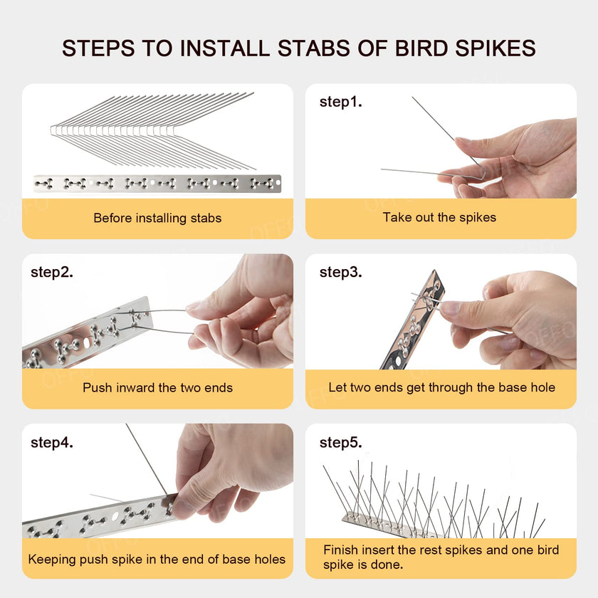 OFFO Bird Spikes with Stainless Steel Base, Durable Bird Repellent Spikes Arrow Pigeon Spikes Fence Kit for Deterring Small Bird, Crows and Woodpeckers, Covers 3.4 Feet(1.04m) 🍁 All In One Marketplace Canada