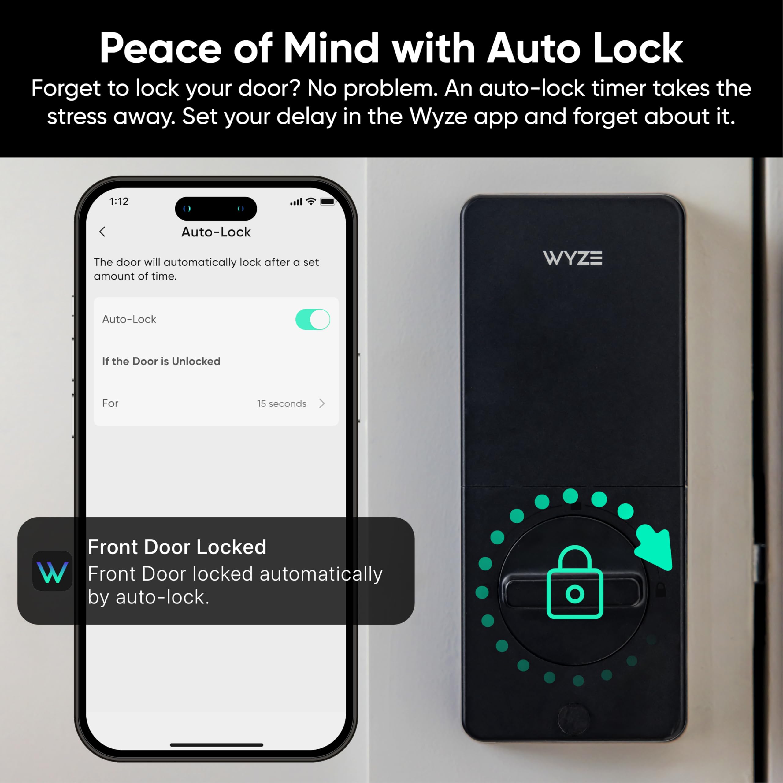 Wyze Auto-Lock Bolt v2, Fingerprint Keyless Entry Smart Lock, AI Learning Scanner with Wi-Fi Front Door Lock Deadbolt, Auto-Lock, 8 Months Battery, BHMA2, IP53, Anti-Peep Keypad, Backup Keys 🍁 All In One Marketplace Canada