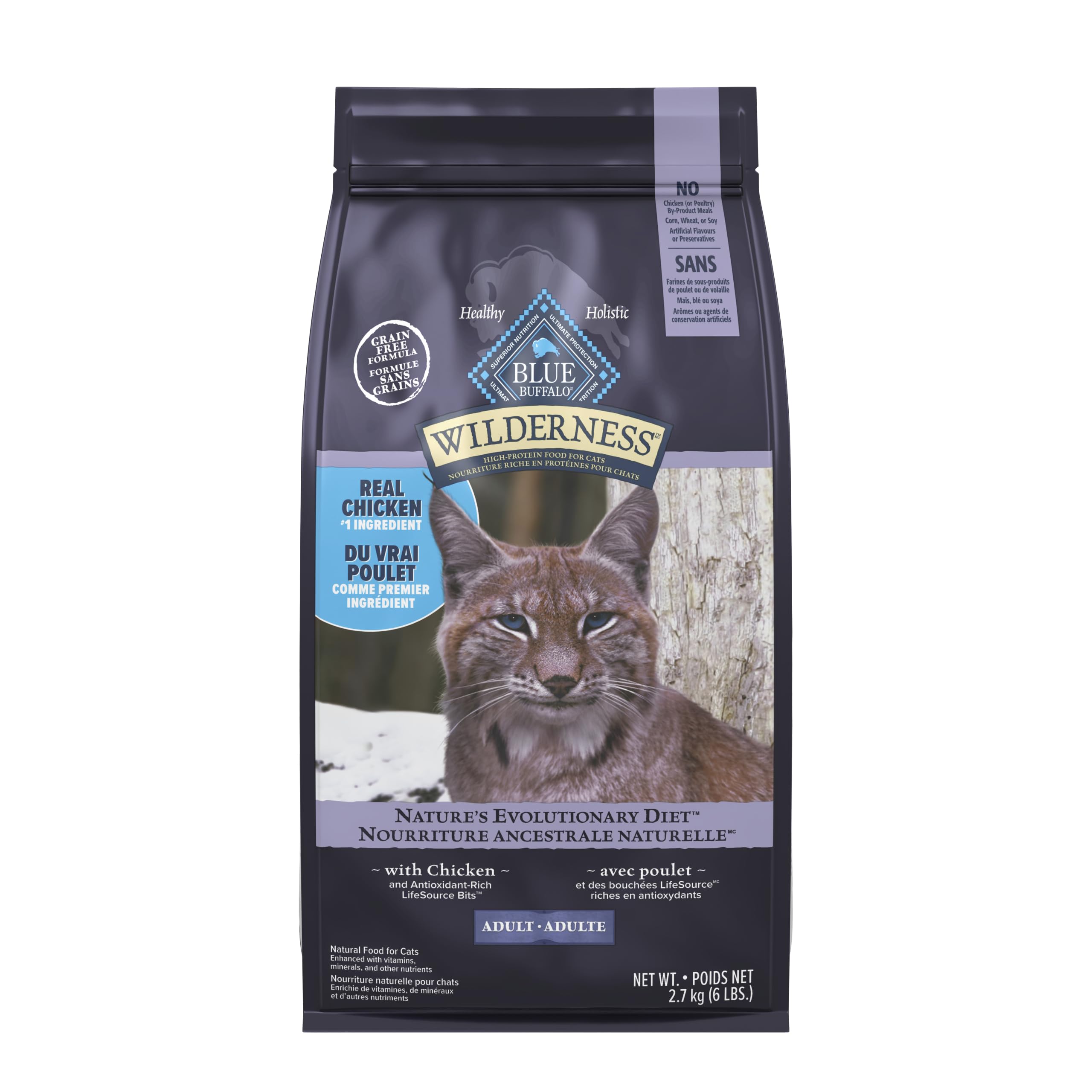 Blue Buffalo Wilderness with Chicken Natural High-Protein Grain-Free Dry Food for Adult Cats, Real Chicken First, Antioxidant-Rich LifeSource Bits Support Immunity, Promotes Strong Muscles, 6 lbs. 🍁 All In One Marketplace Canada