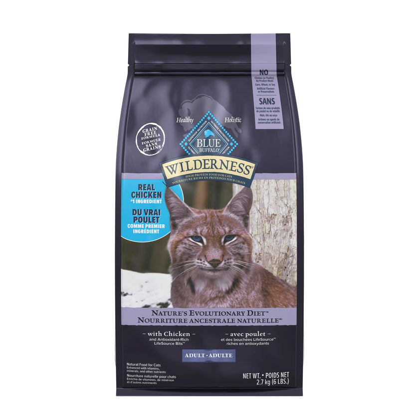 Blue Buffalo Wilderness with Chicken Natural High-Protein Grain-Free Dry Food for Adult Cats, Real Chicken First, Antioxidant-Rich LifeSource Bits Support Immunity, Promotes Strong Muscles, 6 lbs. 🍁 All In One Marketplace Canada