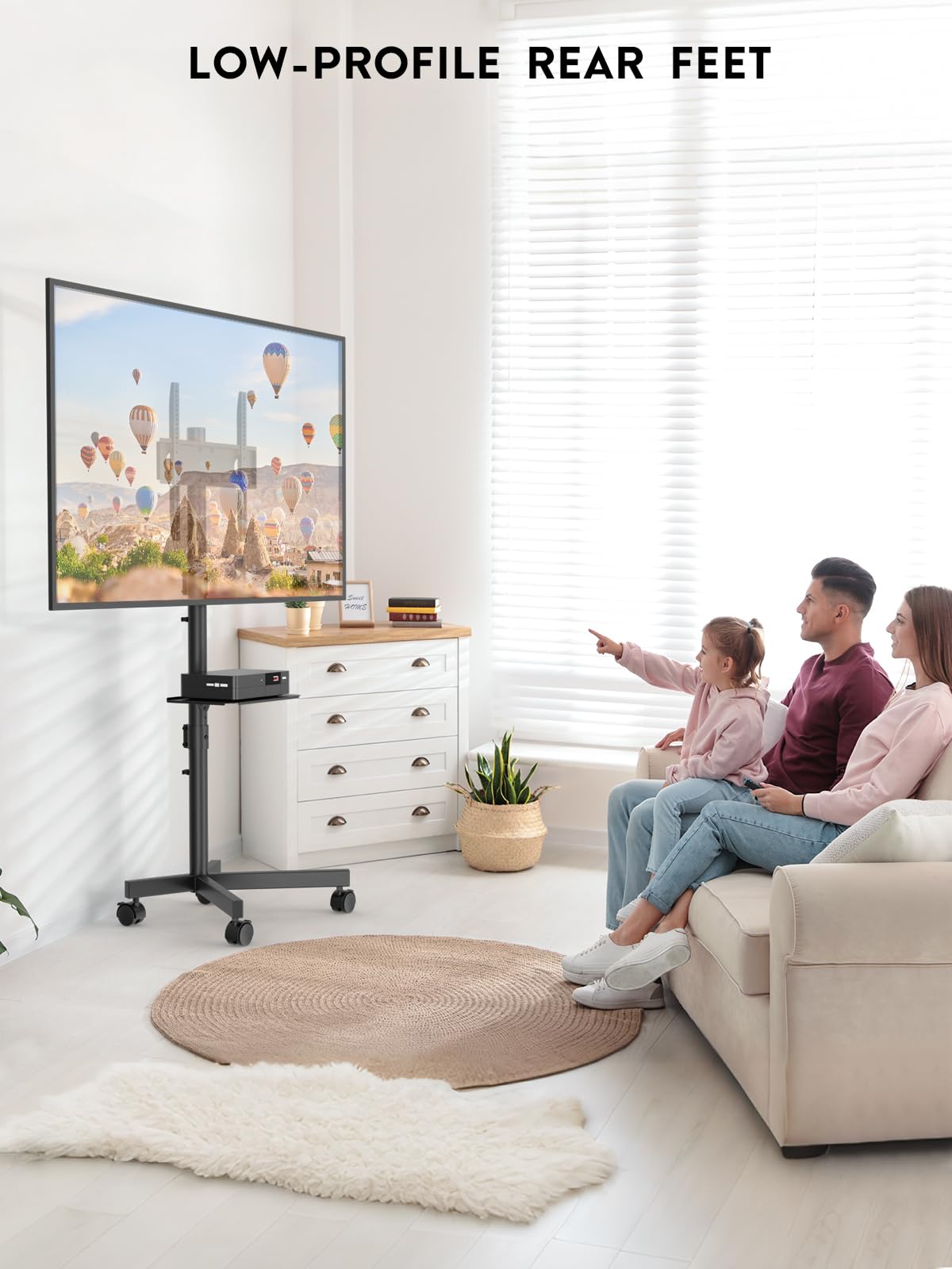 BONTEC Mobile TV Stand, Rolling TV Stand for 23-60 Inch Screens, Adjustable Floor TV Stand with Locking Wheels and Media Shelf, Compatible with VESA 100x100mm to 400x400mm, Holds up to 88 lbs, Black 🍁 All In One Marketplace Canada