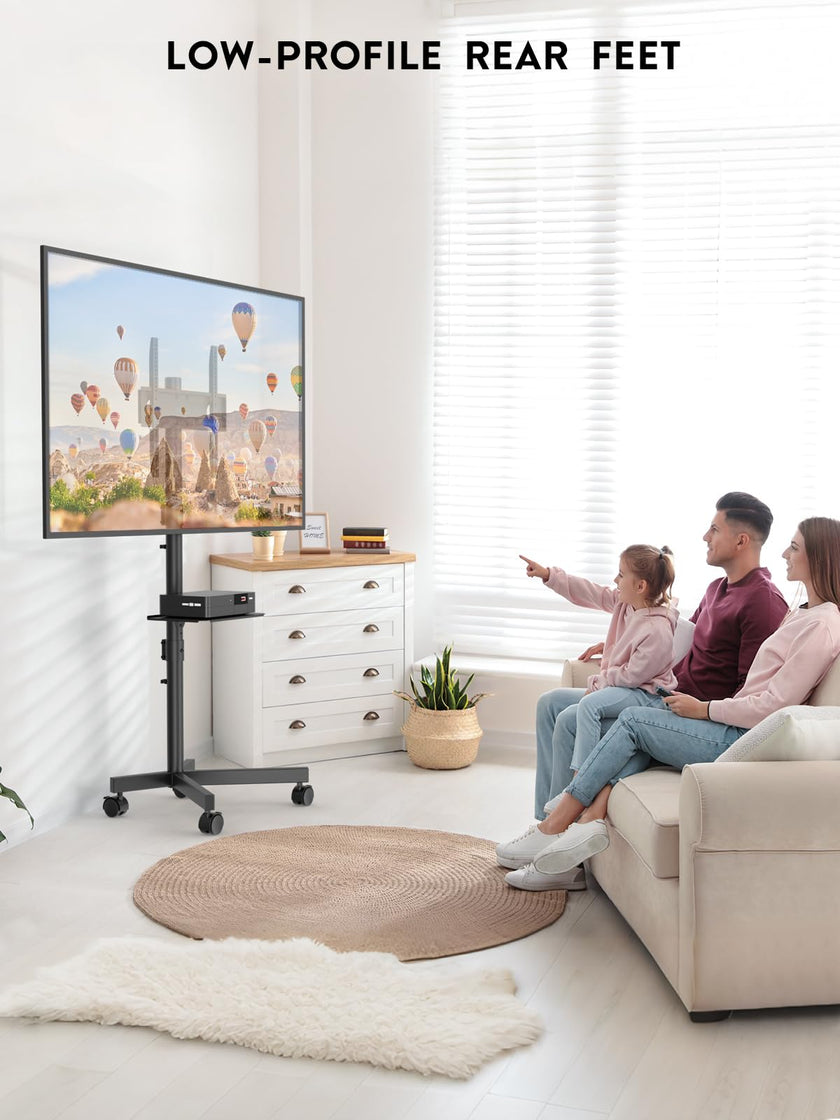 BONTEC Mobile TV Stand, Rolling TV Stand for 23-60 Inch Screens, Adjustable Floor TV Stand with Locking Wheels and Media Shelf, Compatible with VESA 100x100mm to 400x400mm, Holds up to 88 lbs, Black 🍁 All In One Marketplace Canada