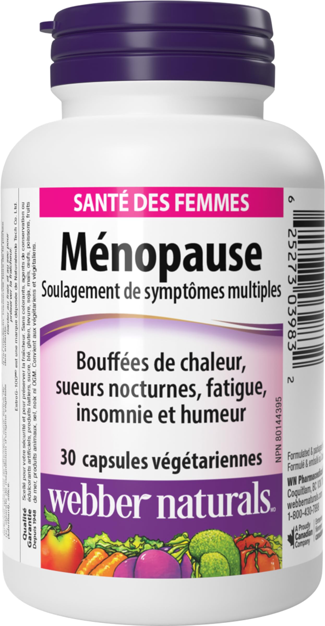 Webber Naturals Menopause Relief with EstroG-100, Multi-Symptom Support for Hot Flashes, Night Sweats, Mood & Sleep, Hormone-Free, Vegan 🍁 All In One Marketplace Canada
