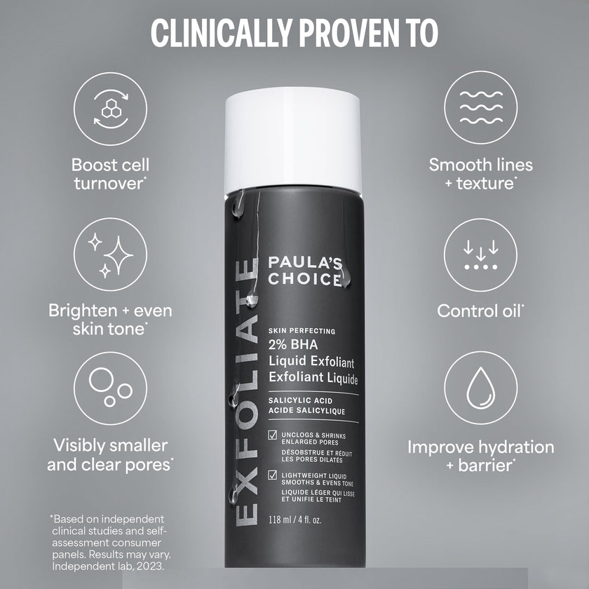 Paula's Choice SKIN PERFECTING 2% BHA Liquid Salicylic Acid Exfoliant Duo, Gentle Exfoliator for Enlarged Pores, Wrinkles & Fine Lines, Includes 1 Full Size Bottle & 1 Travel Size Bottle 🍁 All In One Marketplace Canada