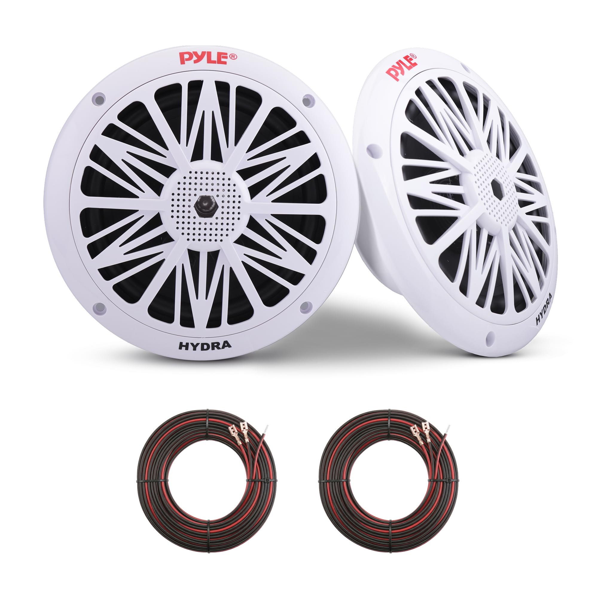 Pyle 6.5 Inch Dual Marine Speakers - 2 Way Waterproof and Weather Resistant Outdoor Audio Stereo Sound System with 200 Watt Power, Poly Carbon Cone and Butyl Rubber Surround - 1 Pair (White) 🍁 All In One Marketplace Canada