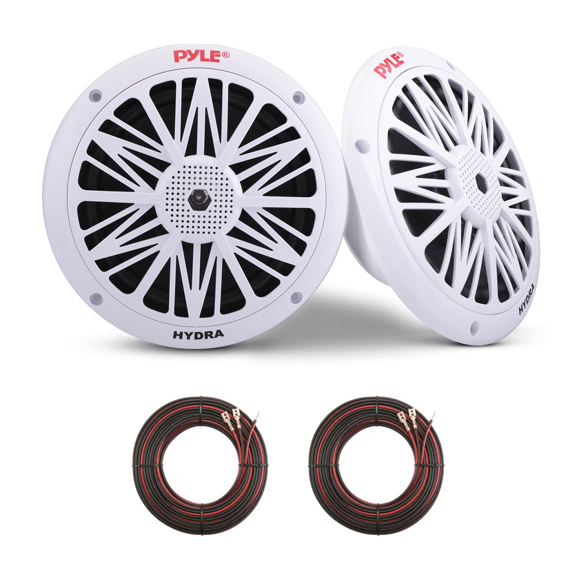 Pyle 6.5 Inch Dual Marine Speakers - 2 Way Waterproof and Weather Resistant Outdoor Audio Stereo Sound System with 200 Watt Power, Poly Carbon Cone and Butyl Rubber Surround - 1 Pair (White) 🍁 All In One Marketplace Canada