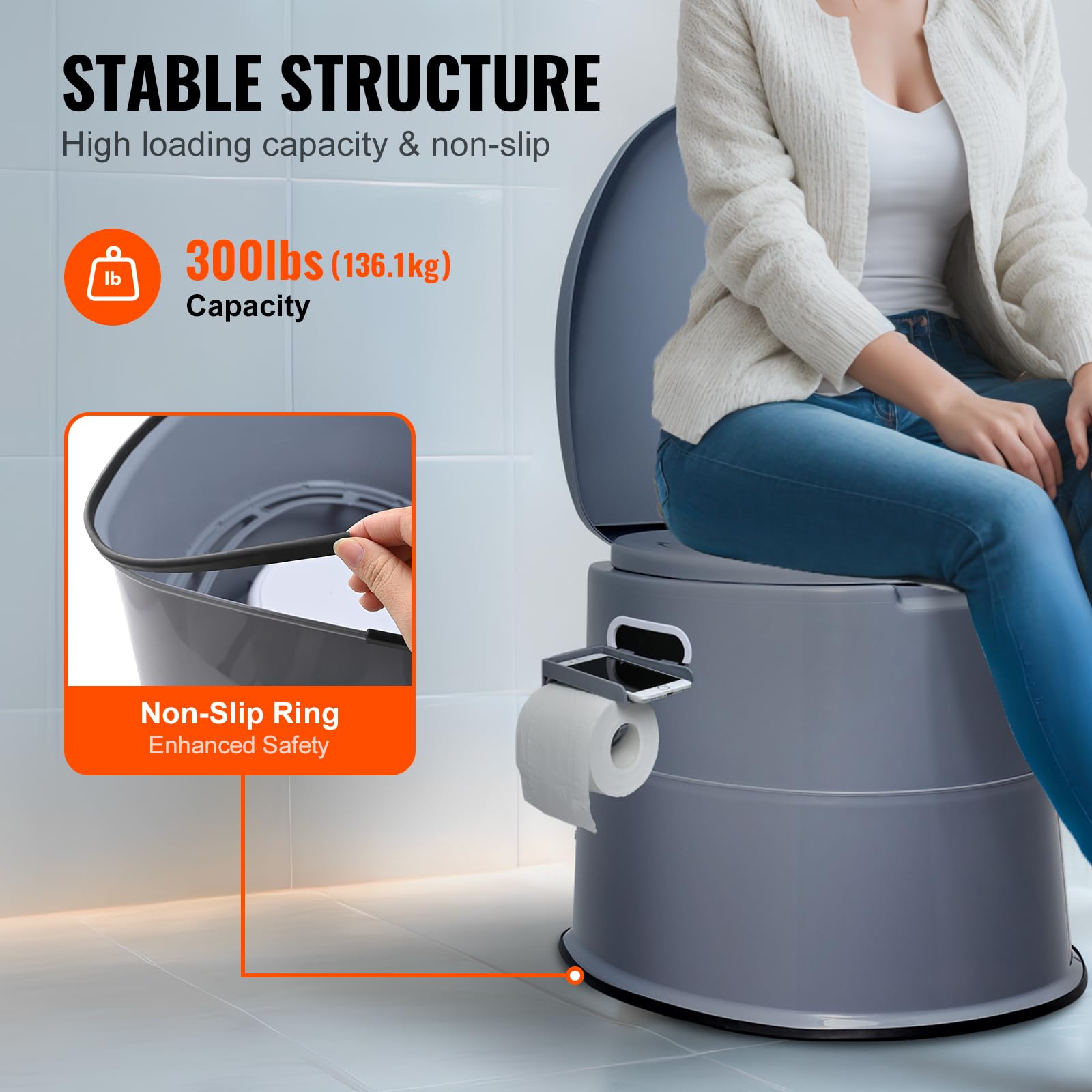 VEVOR Portable Toilet for Camping, Porta Potty with 1.3 Gal Detachable Inner Bucket & Removable Paper Holder, Commode with Dual Lids, Travel Toilet for Adults Kids Outdoor Camping Car Long Road Trips 🍁 All In One Marketplace Canada