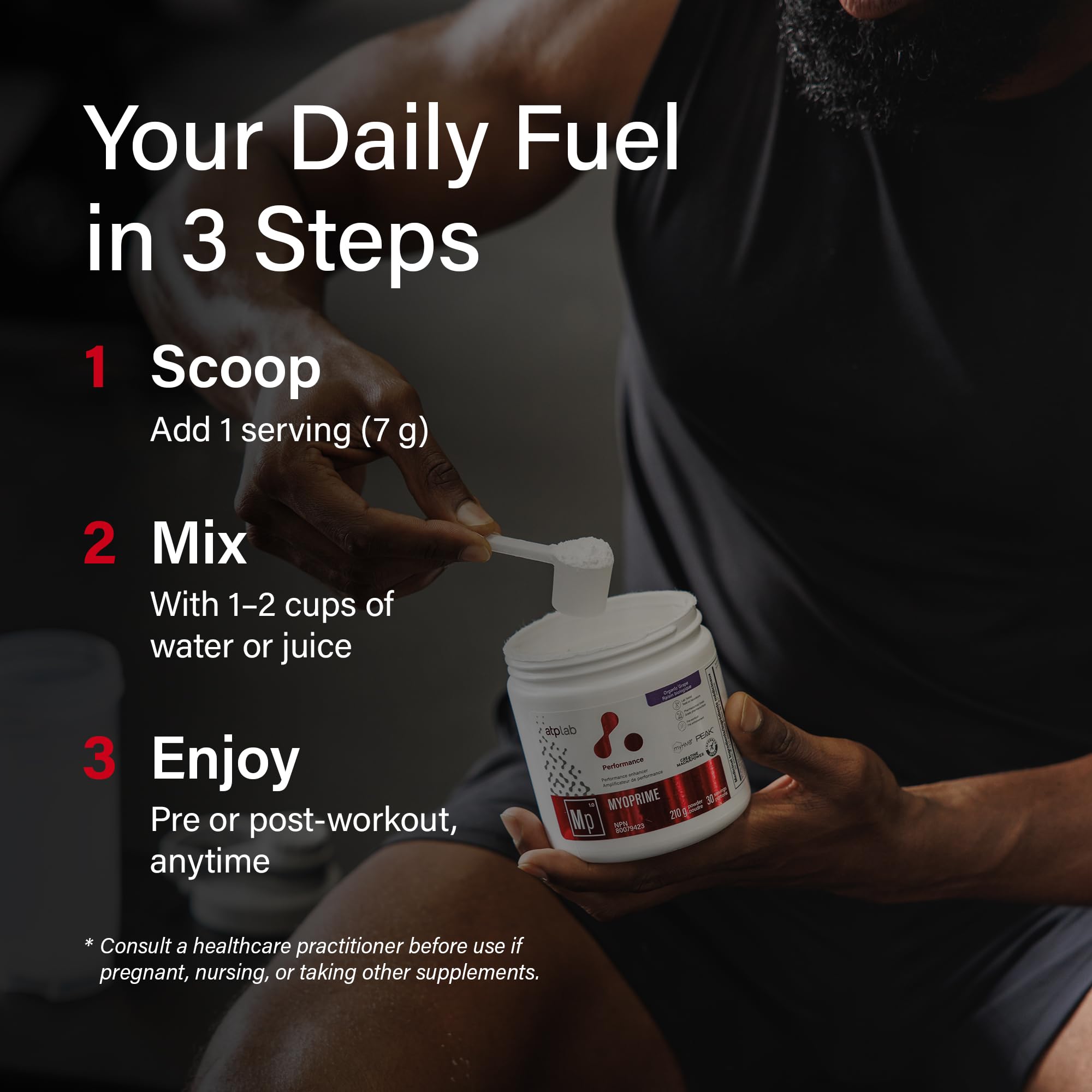 atplab Myoprime Creatine Monohydrate Powder, Creatine, Organic Grape, 210 g 🍁 All In One Marketplace Canada