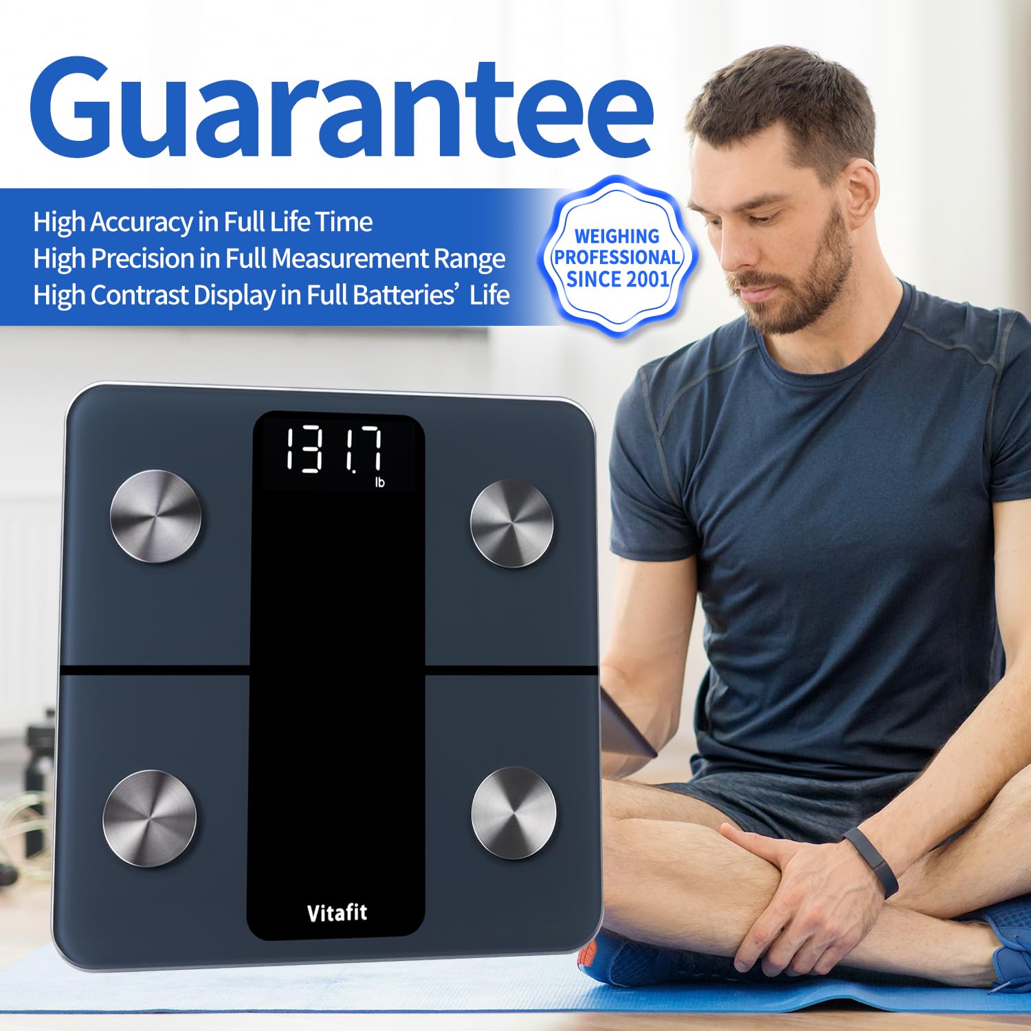 Vitafit Smart Weight Scale, High Accuracy 0.1lb by Our Professional Factory Since 2001, Scale Body Weight App Sync 13 Body Composition with BMI, Body Fat and Muscle, 400lb, LED, Black 🍁 All In One Marketplace Canada