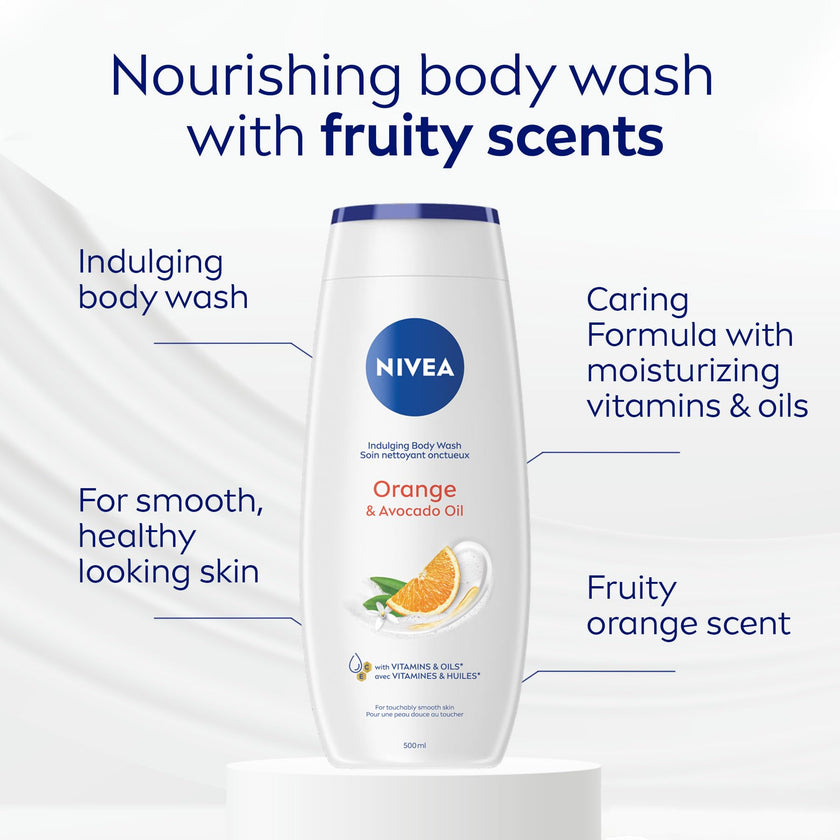 NIVEA Orange & Avocado Oil Body Wash, 3x500ml 🍁 All In One Marketplace Canada