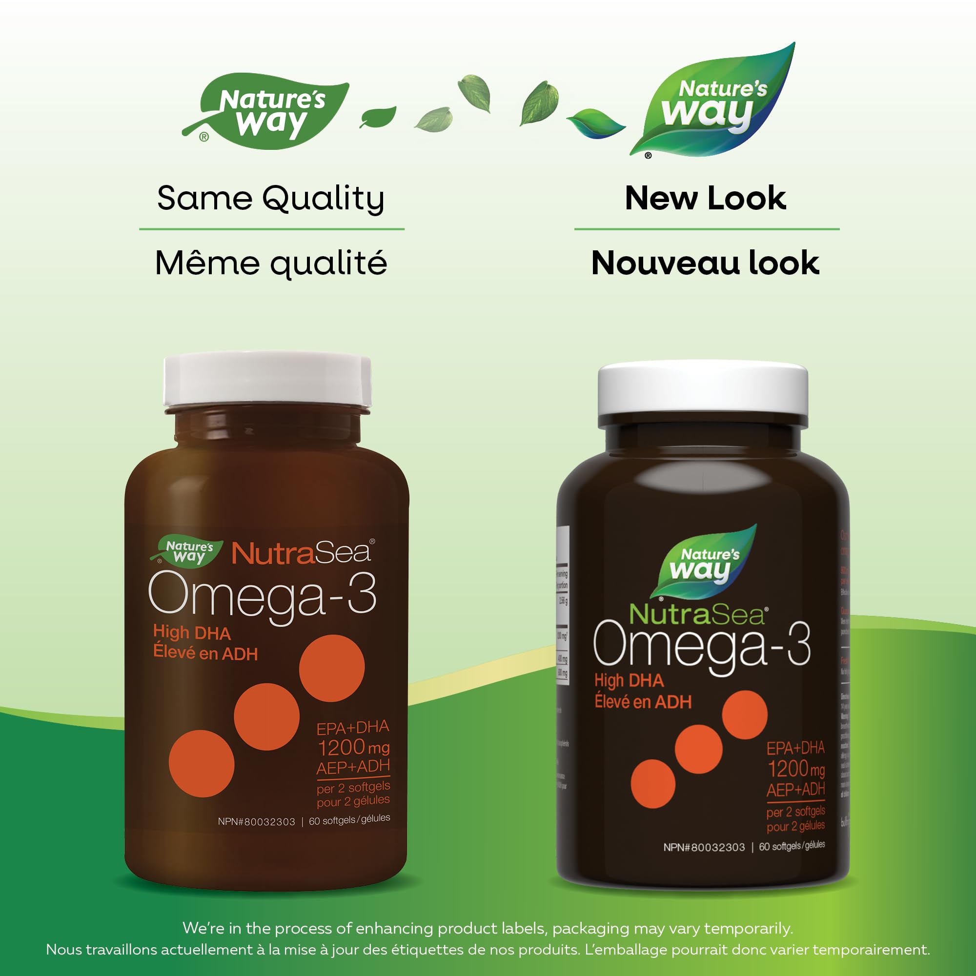 Nature's Way NutraSea DHA 2X Concentrated Omega 3 Softgels Supplement – Fresh Mint Flavour – Brain & Eye Support for Adults and Kids Ages 14+ – 500mg DHA, 60 Softgels 🍁 All In One Marketplace Canada