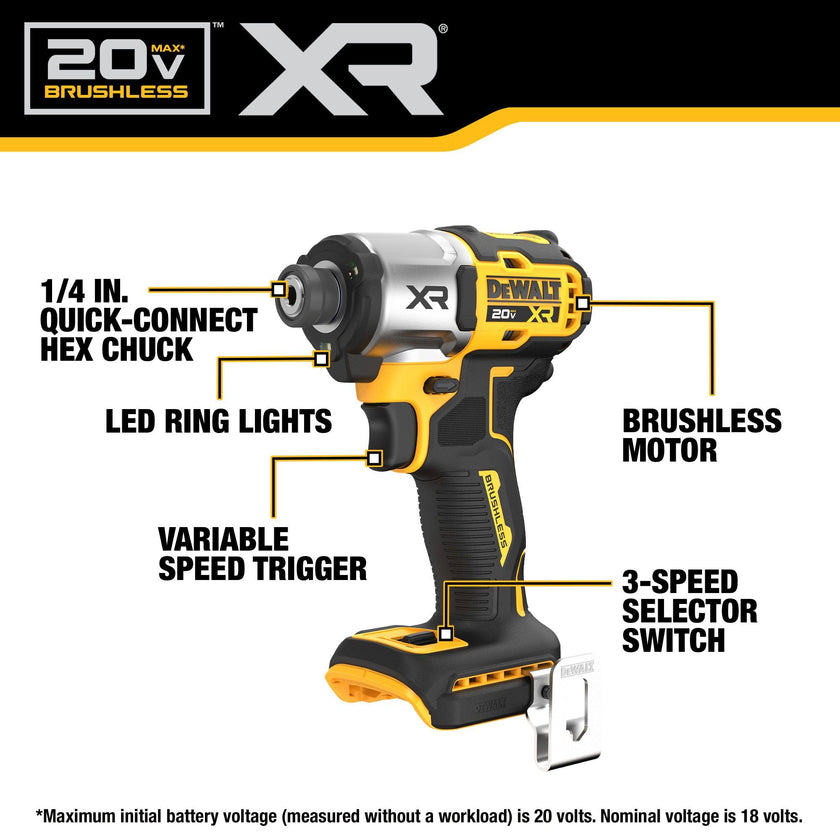 DEWALT 20V MAX XR Cordless Impact Driver, Brushless, 3-Speed, Tool Only (DCF845B) 🍁 All In One Marketplace Canada