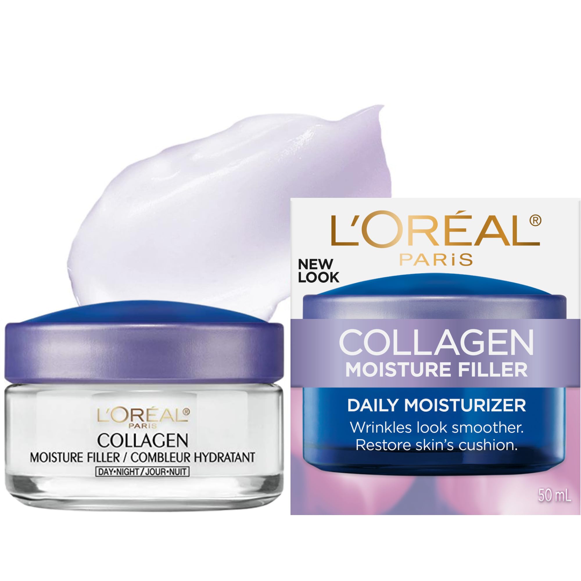 L’Oréal Paris Anti-Aging Day Face Moisturizer and Night Moisturizer Face Cream, Korean Skincare Inspired, Glass Skin Hydrating Face Cream to Smooth Skin & Reduce Look of Wrinkles, Collagen Moisture Filler, 50 ml 🍁 All In One Marketplace Canada