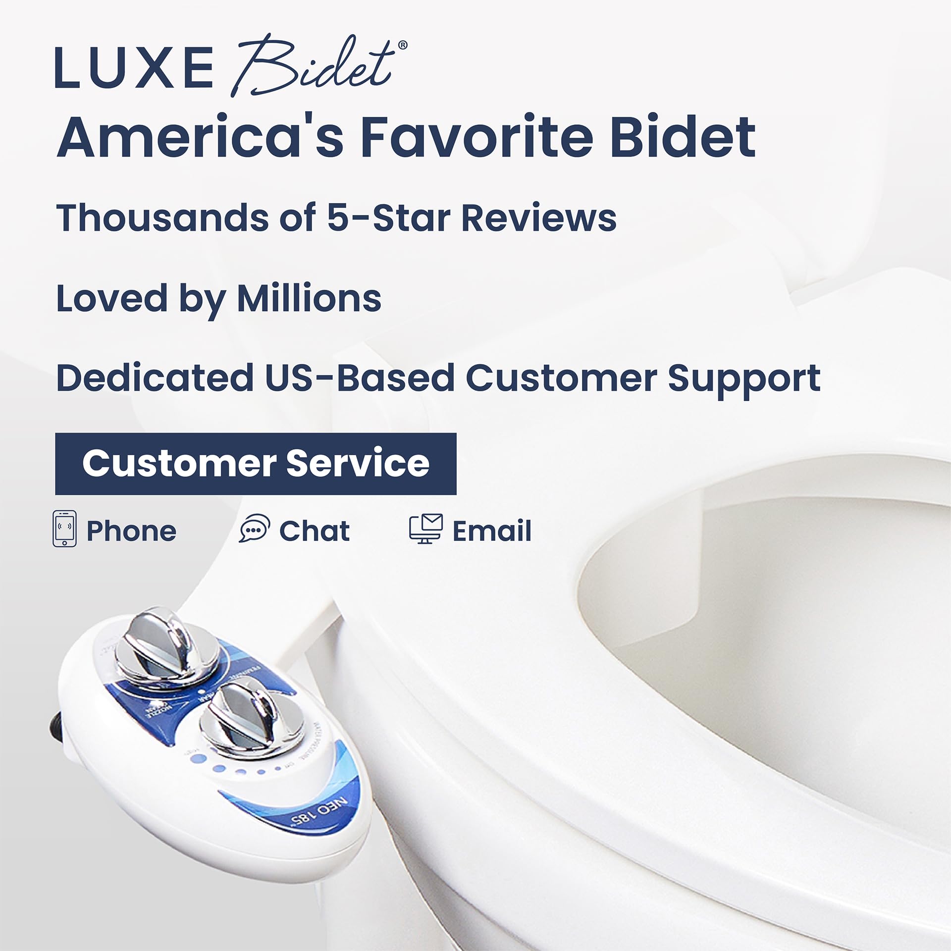 LUXE Bidet NEO 185 - Dual Nozzle, Self-Cleaning, Non-Electric Bidet Attachment for Toilet Seat, Adjustable Water Pressure, Rear & Feminine Wash (Blue) 🍁 All In One Marketplace Canada