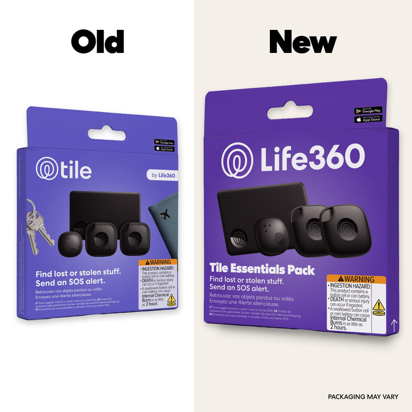 Life360 Tile Essentials - Bluetooth Trackers & Item Locators for Keys, Wallets, Remotes & More; Easily Find All Your Things. Both iOS and Android Compatible. 4-Pack (Mates/Slim/Sticker) 🍁 All In One Marketplace Canada