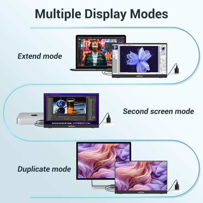 InnoView Portable Monitor, 15.6 Inch FHD 1080P USB C HDMI Second External Monitor for Laptop, Desktop, MacBook, Phones, Tablet, PS5/4, Xbox, Switch, Built-in Speaker with Smart Cover 🍁 All In One Marketplace Canada