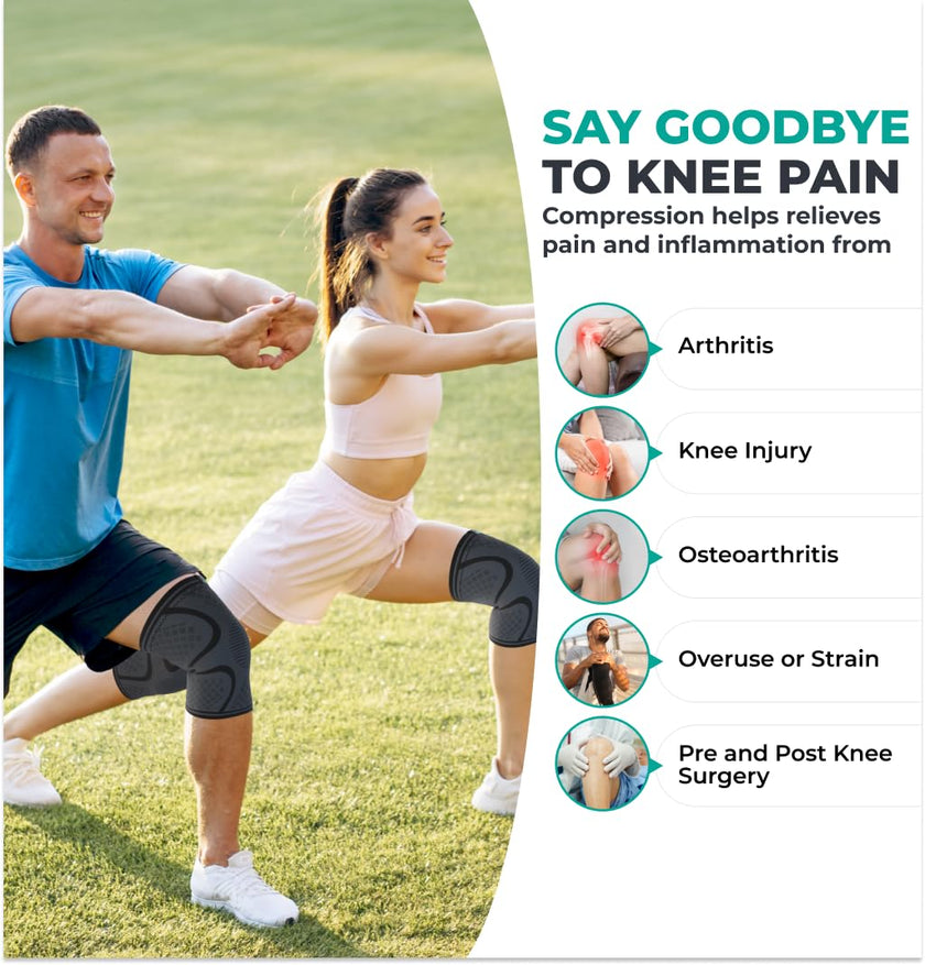 MODVEL 2 Pack Compression Knee Braces for Men & Women – Knee Support Sleeves for Sports, Workouts, Running, Weightlifting, Basketball, Volleyball – Joint Knee Pain Relief 🍁 All In One Marketplace Canada