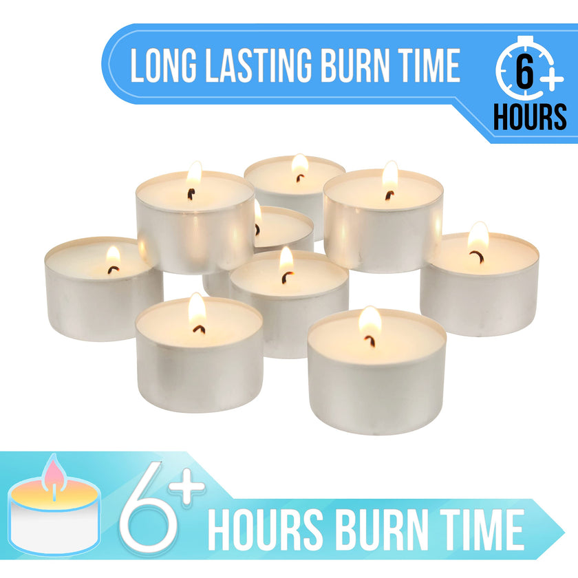 Stonebriar Unscented Tea Light Candles, 6 to 7 Hour Extended Burn Time, Smokeless, White, Bulk Set for Weddings, Events, Home Decor, Emergency Use, 100 Count 🍁 All In One Marketplace Canada