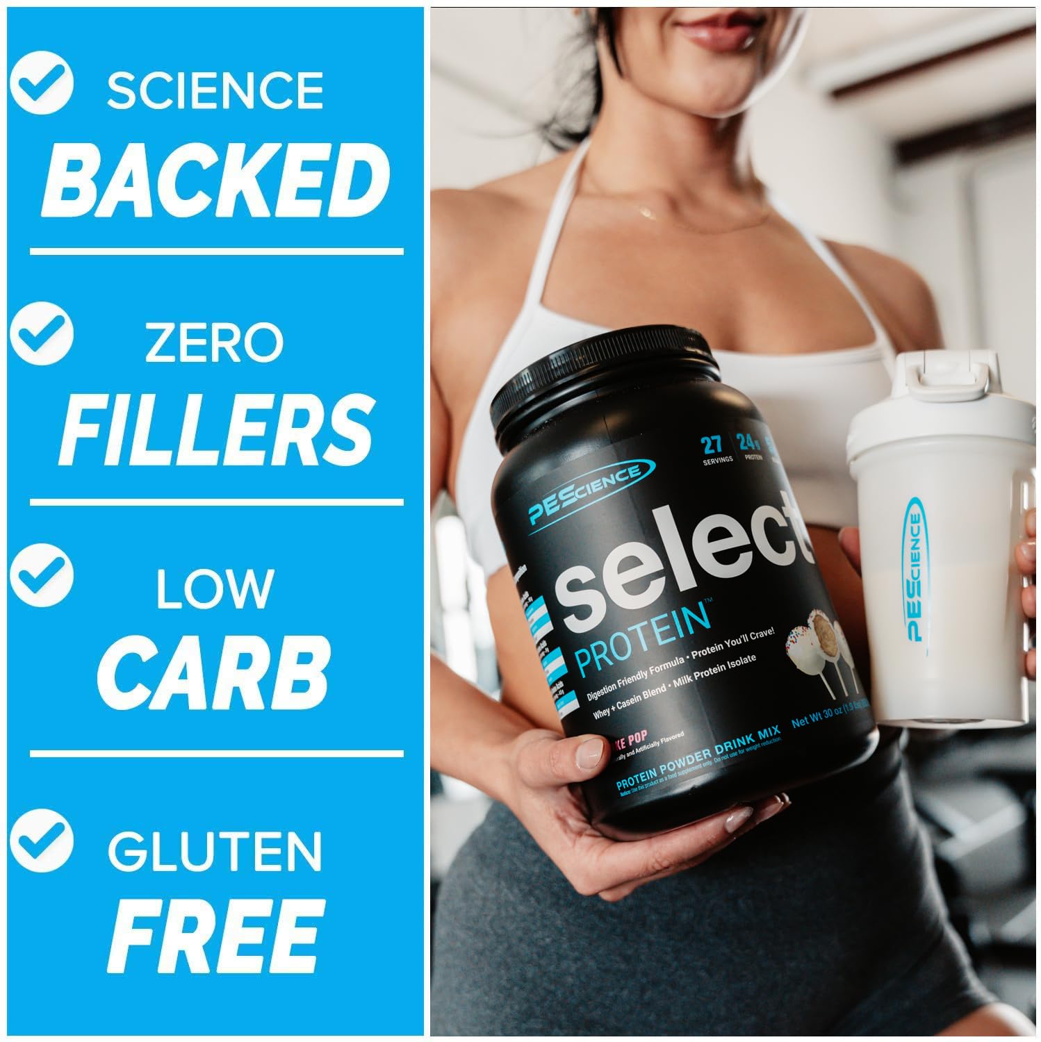 PEScience Select Protein Powder, Whey and Casein Blend, Lean Protein Powder for Women and Men, Low Calorie, Low Carb, Keto Friendly, Gluten Free - Gourmet Vanilla, 27 Servings 🍁 All In One Marketplace Canada