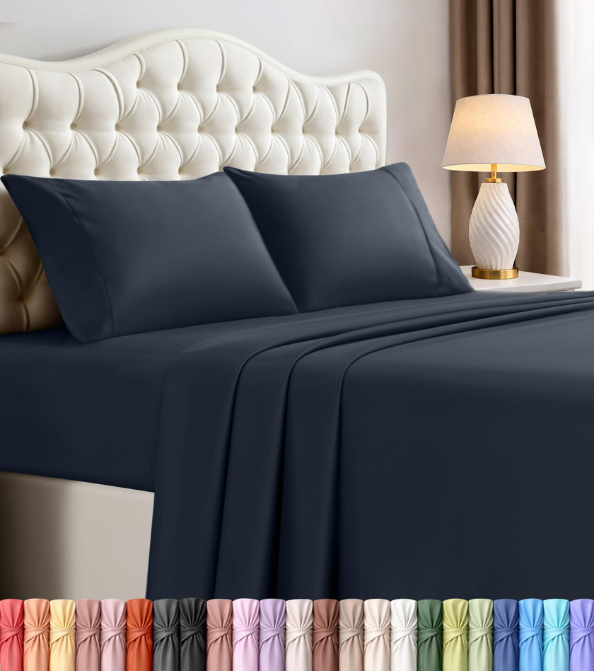 Utopia Bedding Queen Bed Sheet Set - 4 Piece Bedding - Soft Brushed Microfiber Fabric - Shrinkage & Fade Resistant - Easy Care (Navy) 🍁 All In One Marketplace Canada