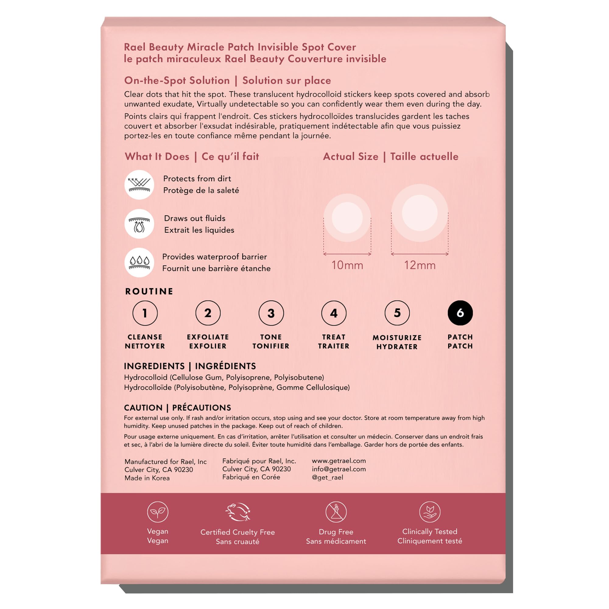Rael Miracle Invisible Spot Cover - Absorbing Cover, Hydrocolloid Patch, Korean Skin Care, Facial Stickers, 2 Sizes (96 Count) 🍁 All In One Marketplace Canada