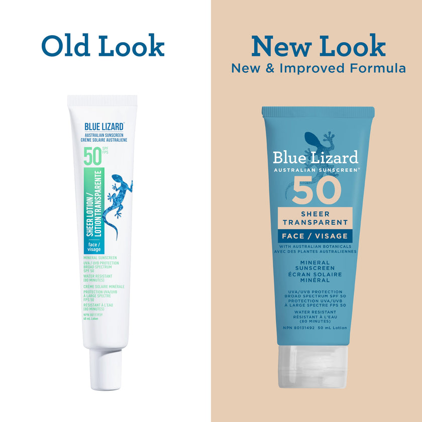 Blue Lizard Sheer Face Mineral SPF 50 Sunscreen Lotion, 100% Mineral Formula, Blue Light Protection, Lightweight, No White Cast, Nourishes and Hydrates, Paraben-Free, Fragrance-Free, 50 ml 🍁 All In One Marketplace Canada