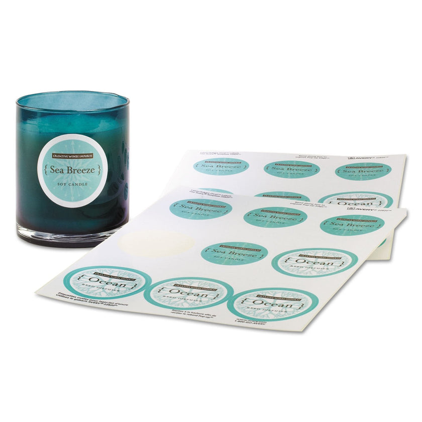 Avery Glossy White Round Labels, 2.5