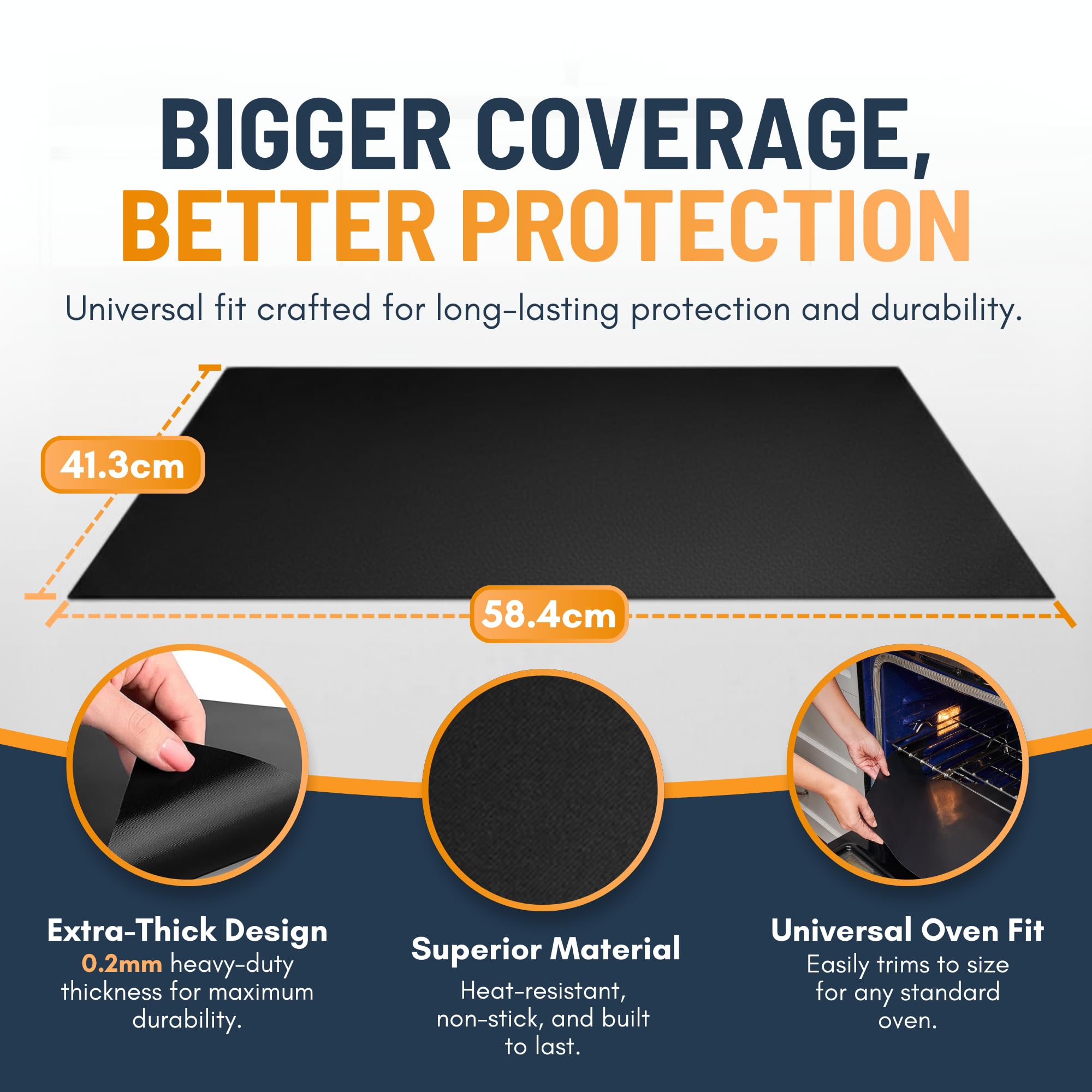 Oven Liners for Bottom of Oven - 3 Pack Large Heavy Duty Mats, 16.25”x23” Non-Stick Reusable Liner for Electric, Gas, Toasters, Grills - BPA & PFOA Free Kitchen Accessory to Keep It Clean (Black) 🍁 All In One Marketplace Canada